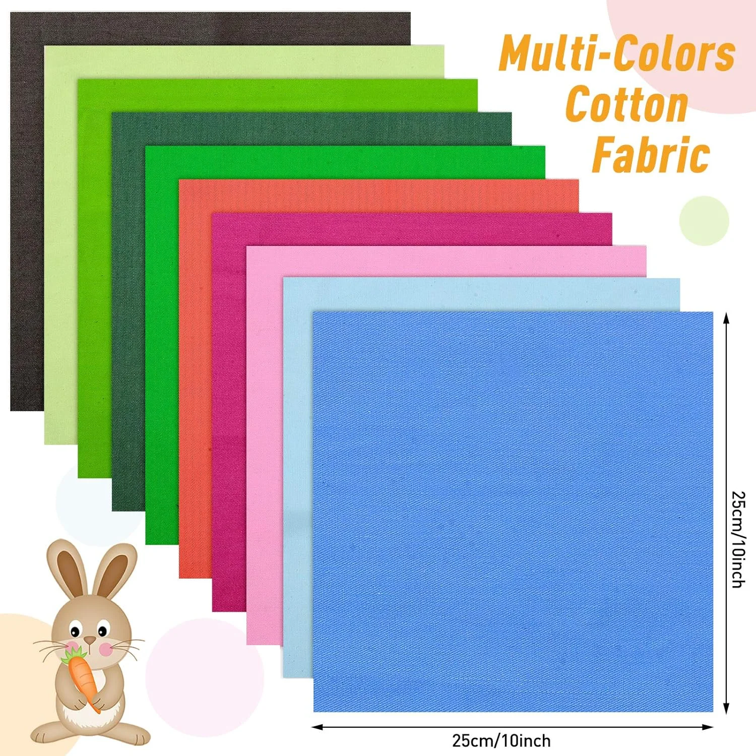 Macarrie 40 Piece Solid Color Fabric Bundles - 10 x 10 Inch Multi-Color Fabric Squares for Quilting, Patchwork, Sewing & Craft (Classic Color)