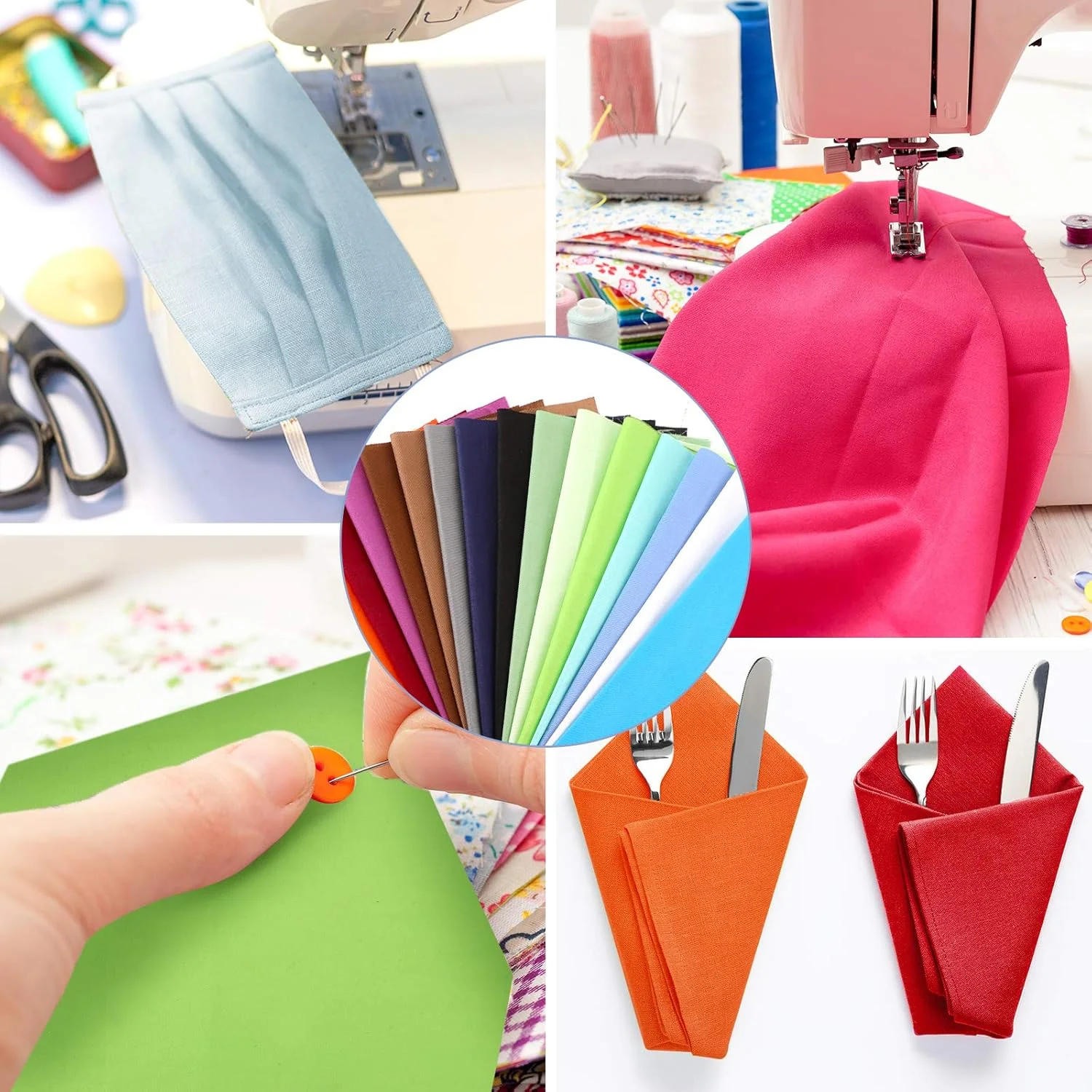 Macarrie 40 Piece Solid Color Fabric Bundles - 10 x 10 Inch Multi-Color Fabric Squares for Quilting, Patchwork, Sewing & Craft (Classic Color)