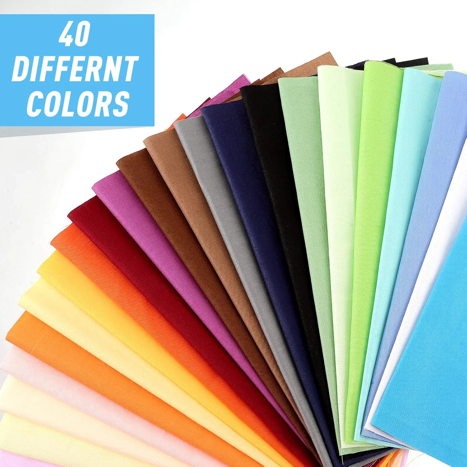 Macarrie 40 Piece Solid Color Fabric Bundles - 10 x 10 Inch Multi-Color Fabric Squares for Quilting, Patchwork, Sewing & Craft (Classic Color)
