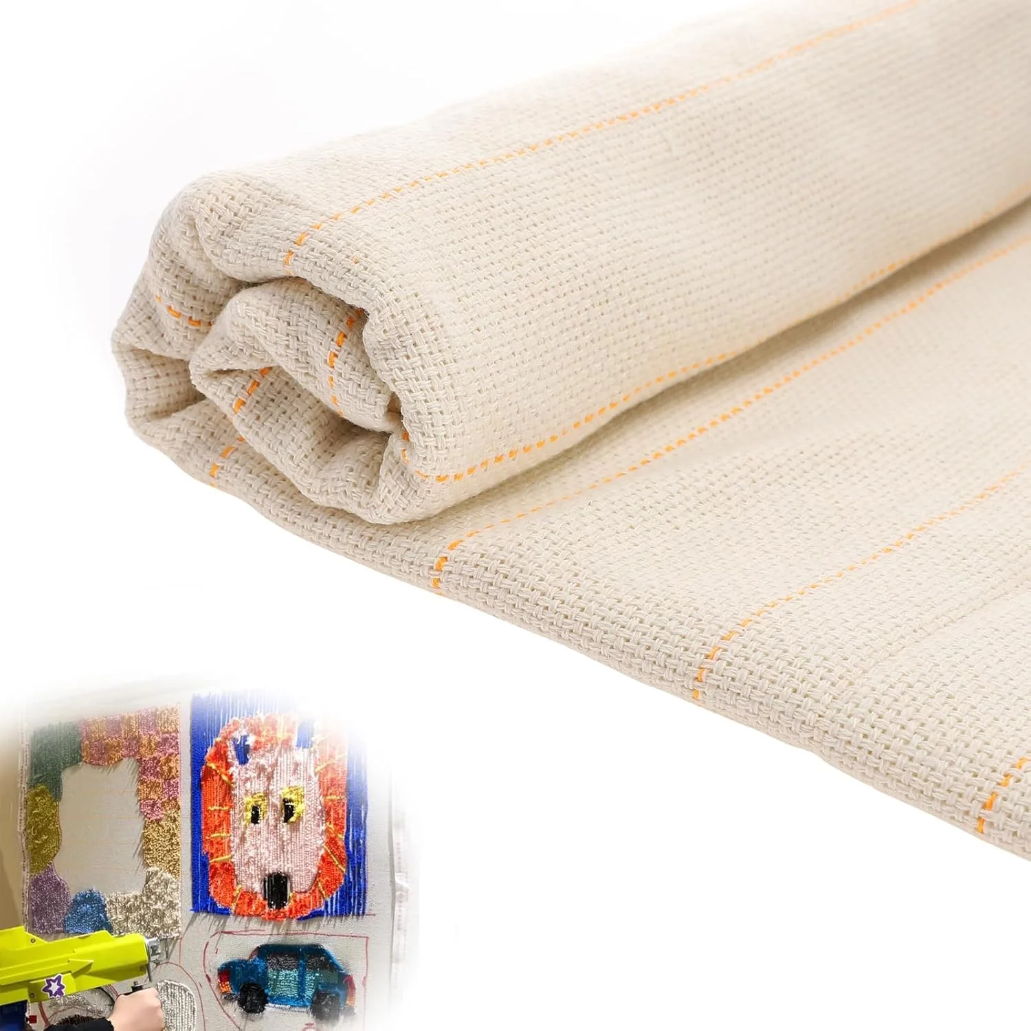 پارچه تافتینگ TERRIFI برای تفنگ تافتینگ DIY، پارچه راهب بزرگ 100 x 100 سانتی متری با خطوط مشخص شده، ایده آل برای تفنگ تافتینگ و پروژه های سوزن پانچ، پارچه برای اورلاک دقیق و تافتینگ