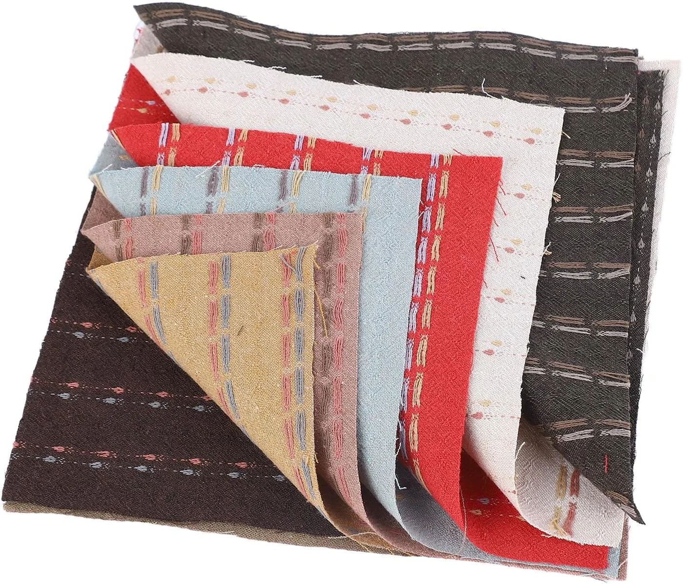 پارچه لحاف دوزی سوراندی 8 عددی 20x20 سانتی متر، پارچه نخی تکه دوزی، پارچه طرح قطره ای چند رنگ برای خیاطی، اسکرپ بوک، لحاف دوزی، کیف و کیف پول طرح نقطه ای