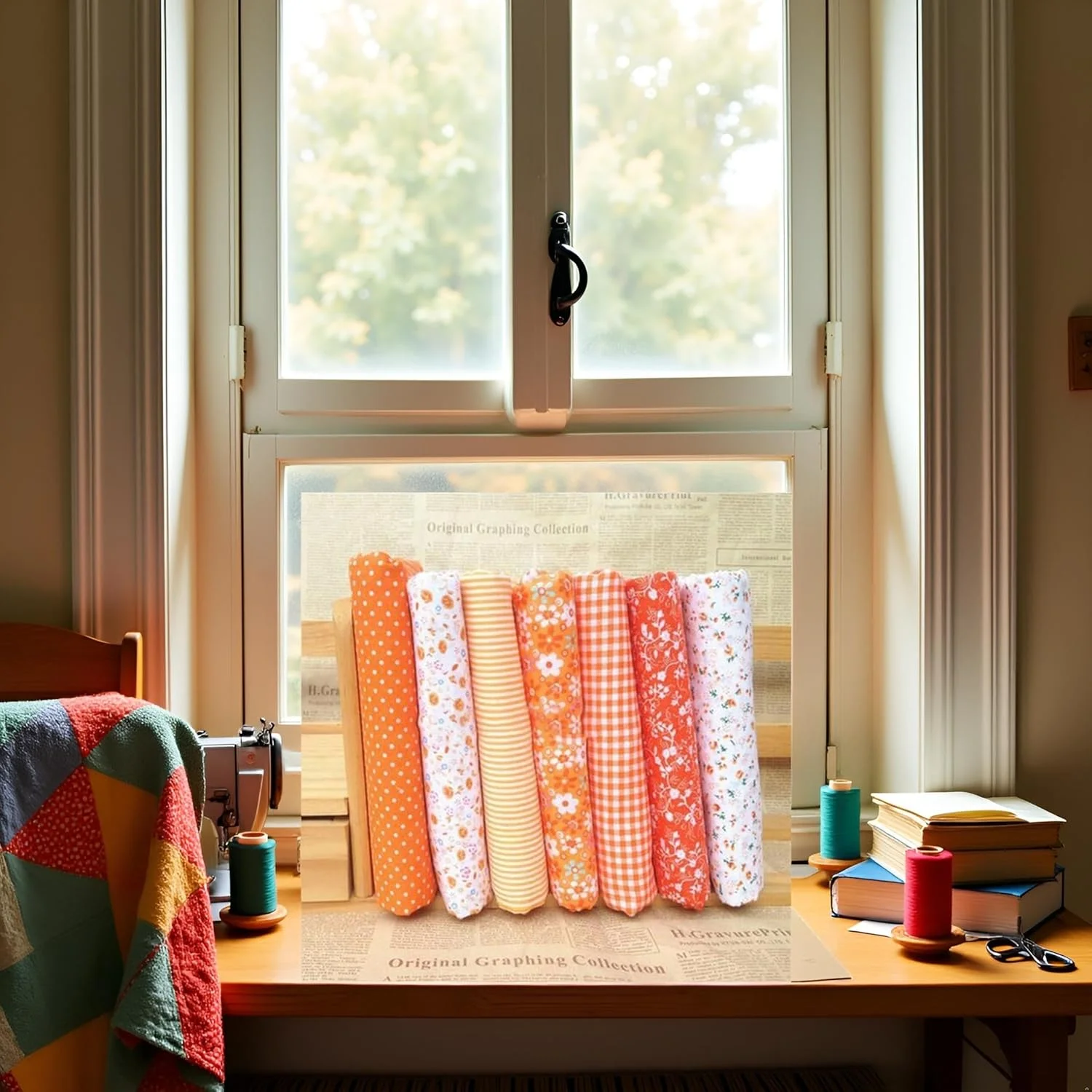 Calsgkspray 7Pcs Top Multicolor Cotton Craft Fabric Bundle Squares Patchwork Craft and Hobby Fabric,DIY Sewing Scrapbooking Quilting Floral Dot Pattern Craft and Hobby Fabric 10" x 10" (25cm x 25cm)