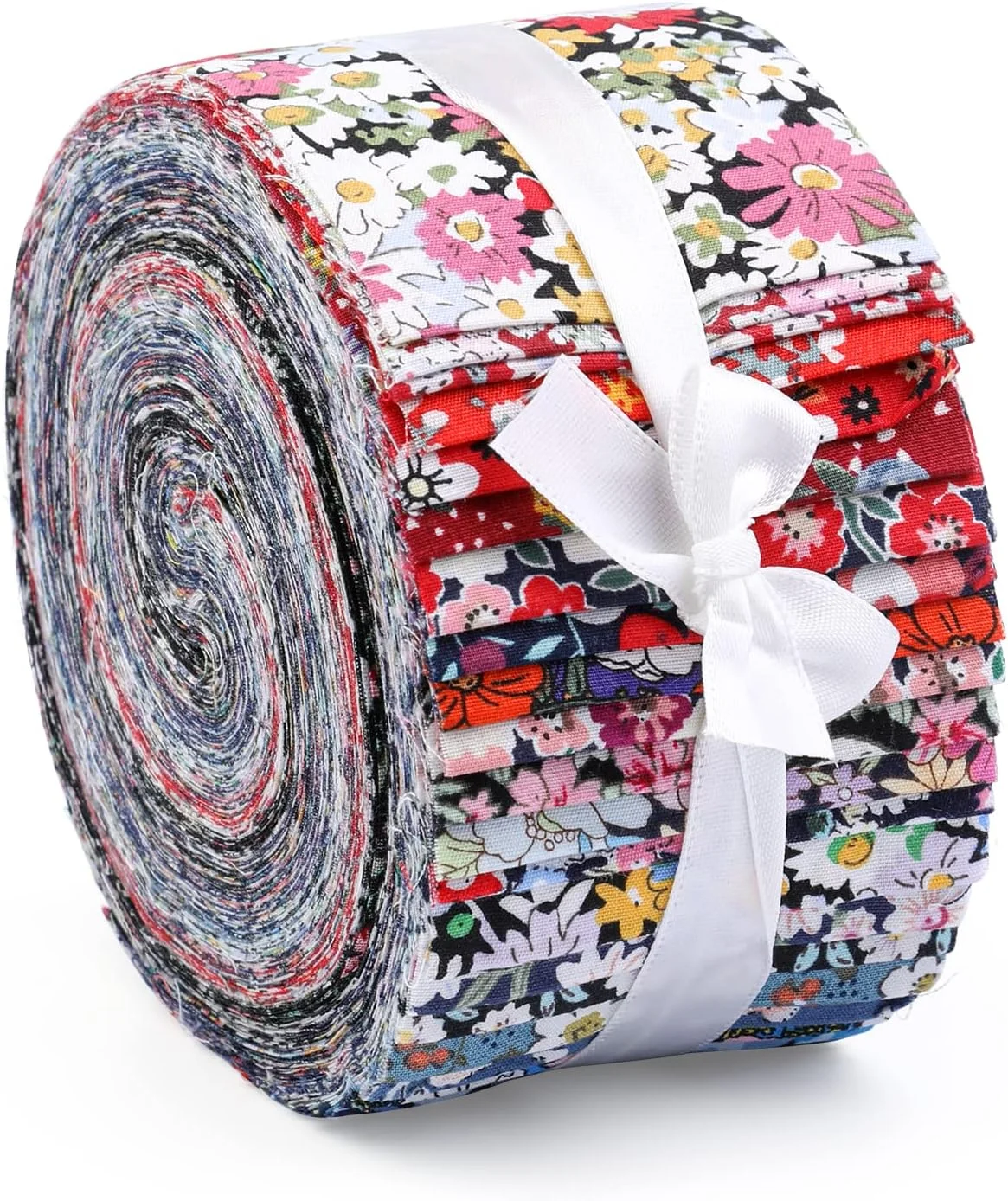 Ftyiwu بسته 45 عددی پارچه رولی ژله ای، نوارهای پارچه ای رولی ژله ای برای لحاف دوزی، پارچه پنبه ای تکه دوزی، پارچه لحاف دوزی، پارچه پنبه ای بافت ساده (سری رنگ تیره)