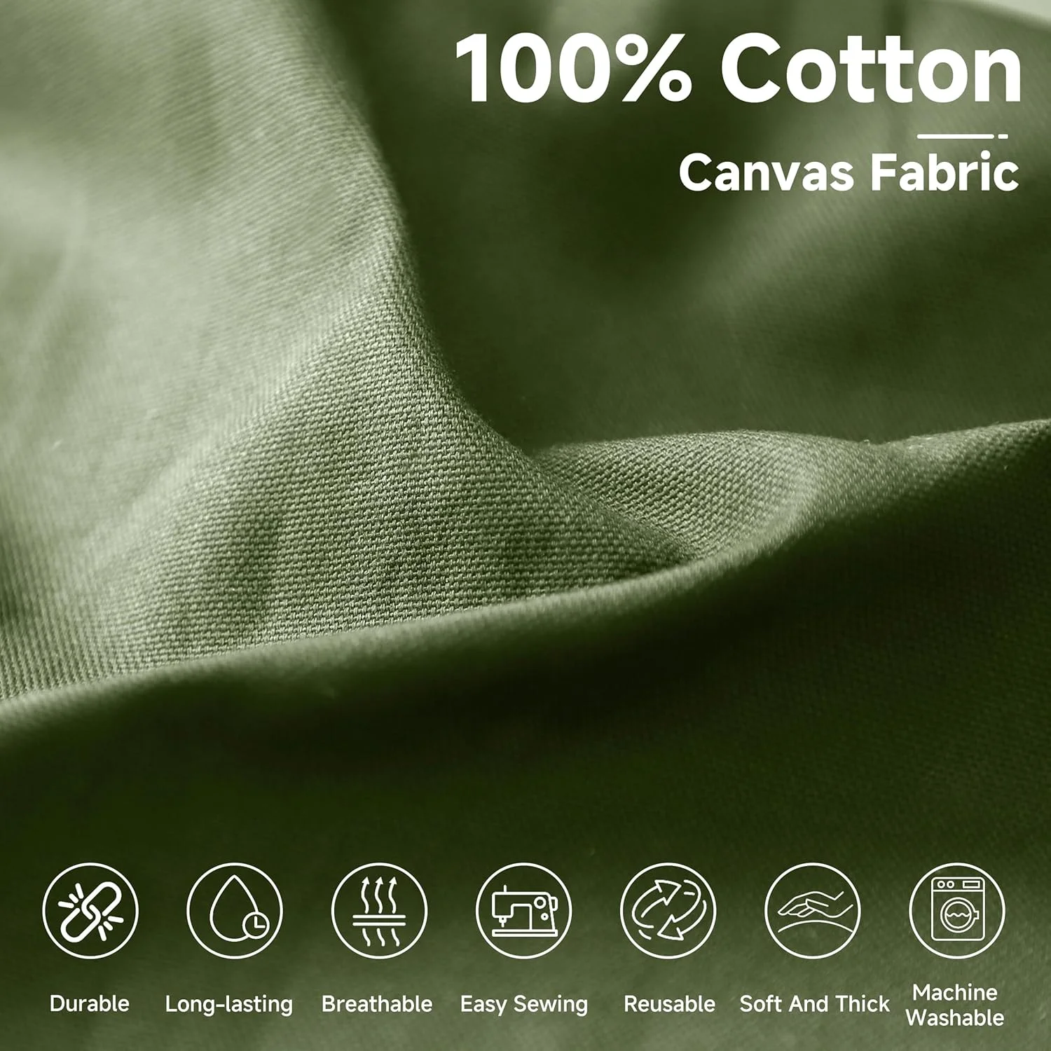 پارچه کرباس نخی 100% Simple&Opulence، وزن 10 اونس، عرض 150 سانتی متر (به ازای هر یارد)، پارچه اردکی طبیعی، وزن متوسط برای نقاشی، خیاطی، صنایع دستی، گلدوزی، کیف، دکوراسیون منزل دست ساز (1 یارد، سبز زیتونی)