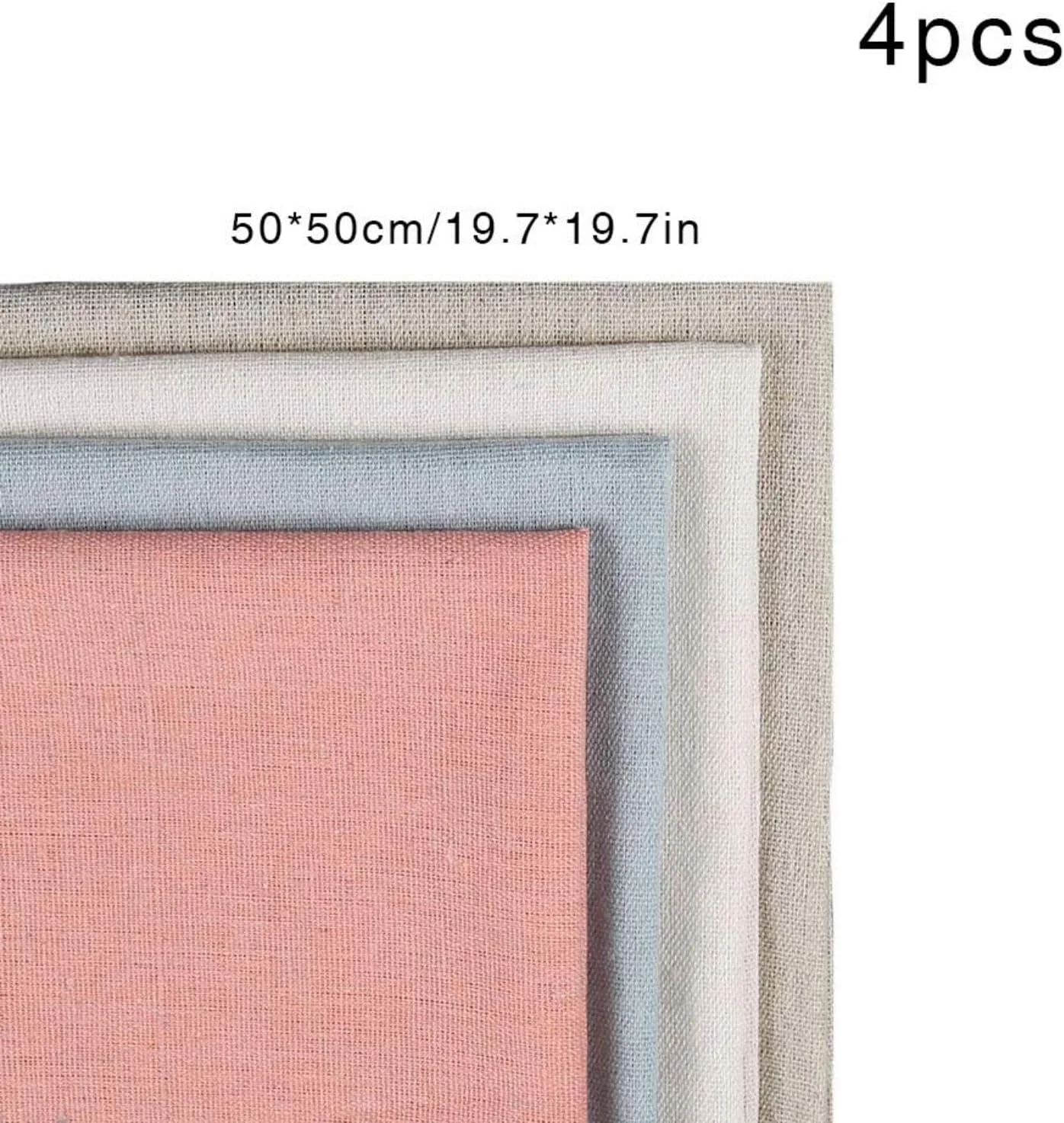 پارچه گلدوزی تزویق، گلدوزی رنگ ثابت از جنس کتان طبیعی، پارچه گلدوزی متقاطع، ساخت صنایع دستی پوشاک، گلدوزی سوزنی، پارچه کتانی 50 سانتی متری تزئینات DIY (4 عدد، 4 رنگ)