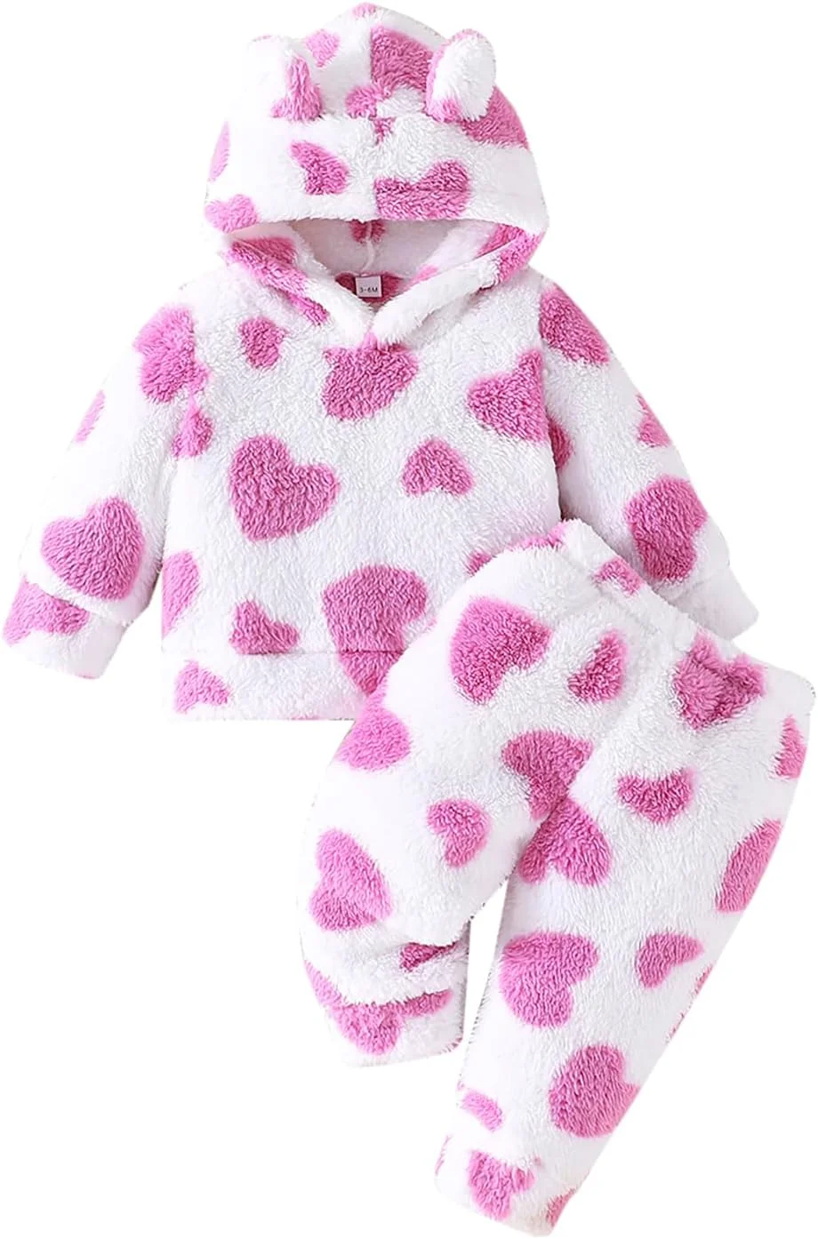 Kunyeah ست لباس پشمی دخترانه 2 تکه، بلوز و شلوار نوزادی آستین بلند، هودی گرم