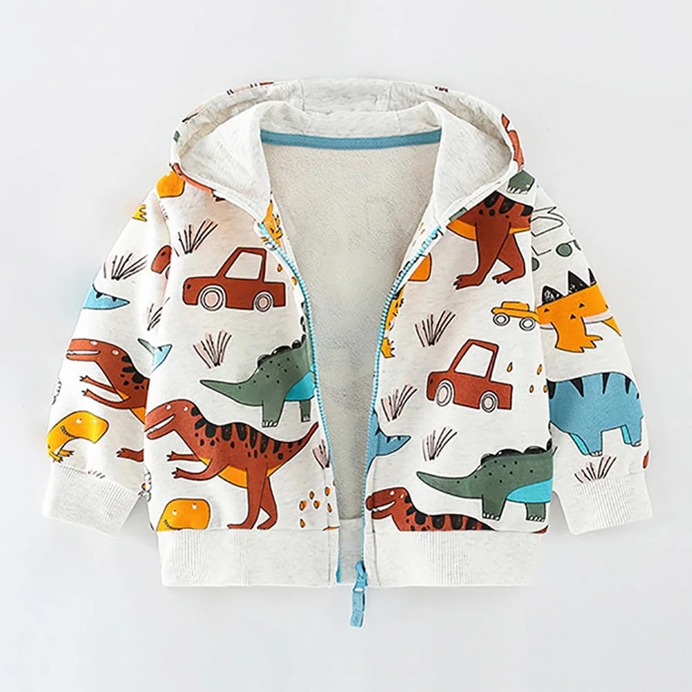 هودی زیپدار طرح دایناسور پسرانه LeeXiang، مناسب کودکان نوپا، نرم و راحت هودی زیپدار طرح دایناسور پسرانه LeeXiang، مناسب کودکان نوپا، نرم و راحت
