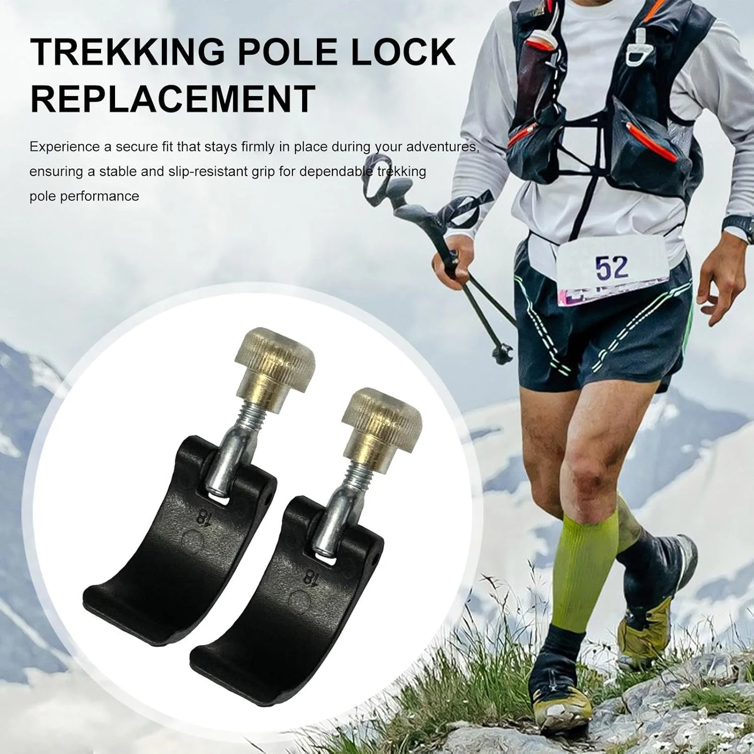 Trekking Pole Parts, Lock Replacement For Trekking Pole, Climbing Stick Supplies Fastener Clamp For Camping Backpacking Hiking Mountaineering Trekking Pole Parts, Lock Replacement For Trekking Pole, Climbing Stick Supplies Fastener Clamp For Camping Backpacking Hiking Mountaineering
