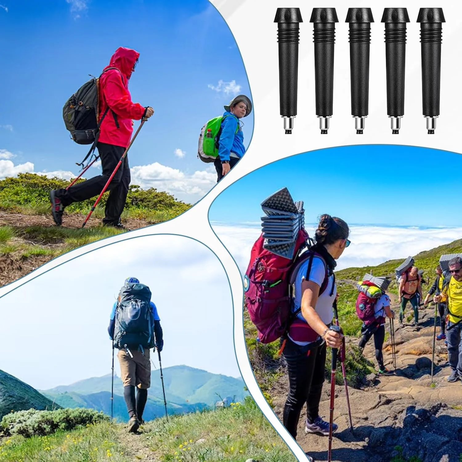 5 Pack Trekking Pole Tips Replacement Walking Sticks Tip Protectors Carbide Poles Tip Universal Hiking Stick Tips for Outdoor Climbing Snow Mud 5 Pack Trekking Pole Tips Replacement Walking Sticks Tip Protectors Carbide Poles Tip Universal Hiking Stick Tips for Outdoor Climbing Snow Mud
