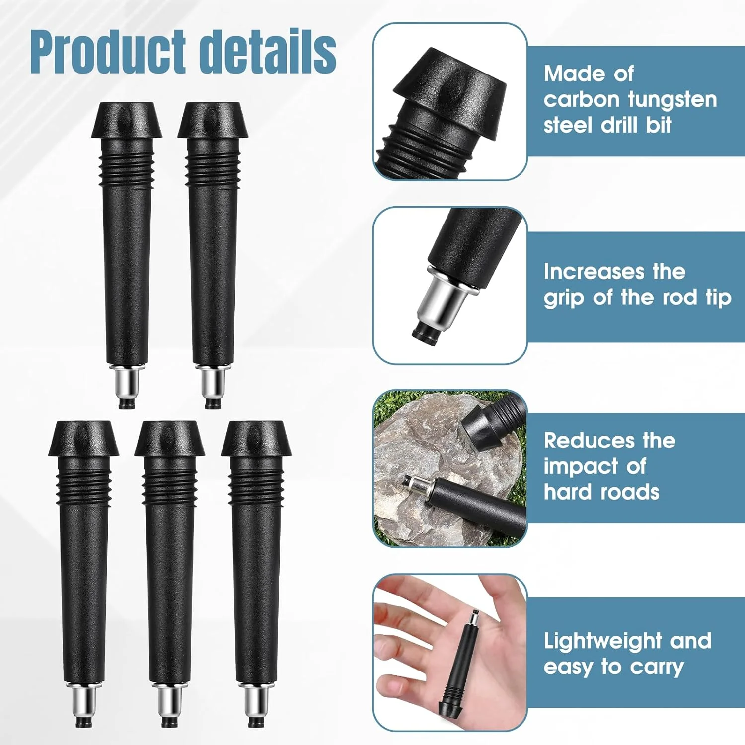 5 Pack Trekking Pole Tips Replacement Walking Sticks Tip Protectors Carbide Poles Tip Universal Hiking Stick Tips for Outdoor Climbing Snow Mud 5 Pack Trekking Pole Tips Replacement Walking Sticks Tip Protectors Carbide Poles Tip Universal Hiking Stick Tips for Outdoor Climbing Snow Mud