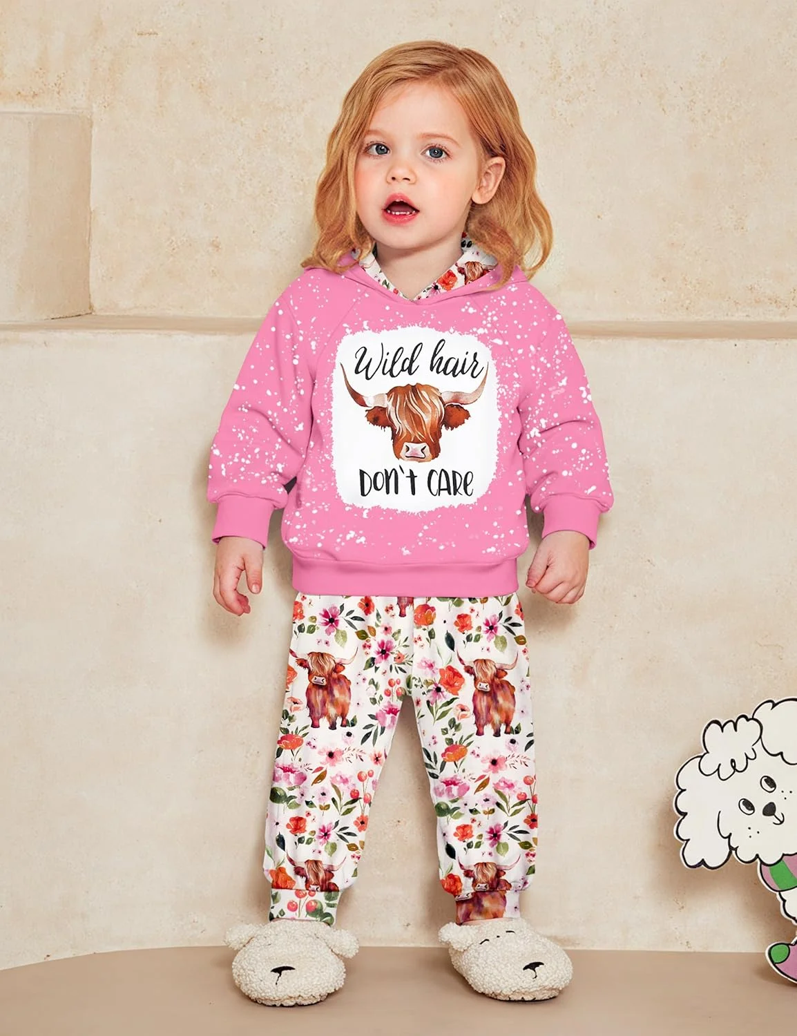 KANGKANG لباس دخترانه بچه گانه هودی و شلوار طرح دار 2 تکه، ست لباس پاییزی و زمستانی زیبا KANGKANG لباس دخترانه بچه گانه هودی و شلوار طرح دار 2 تکه، ست لباس پاییزی و زمستانی زیبا