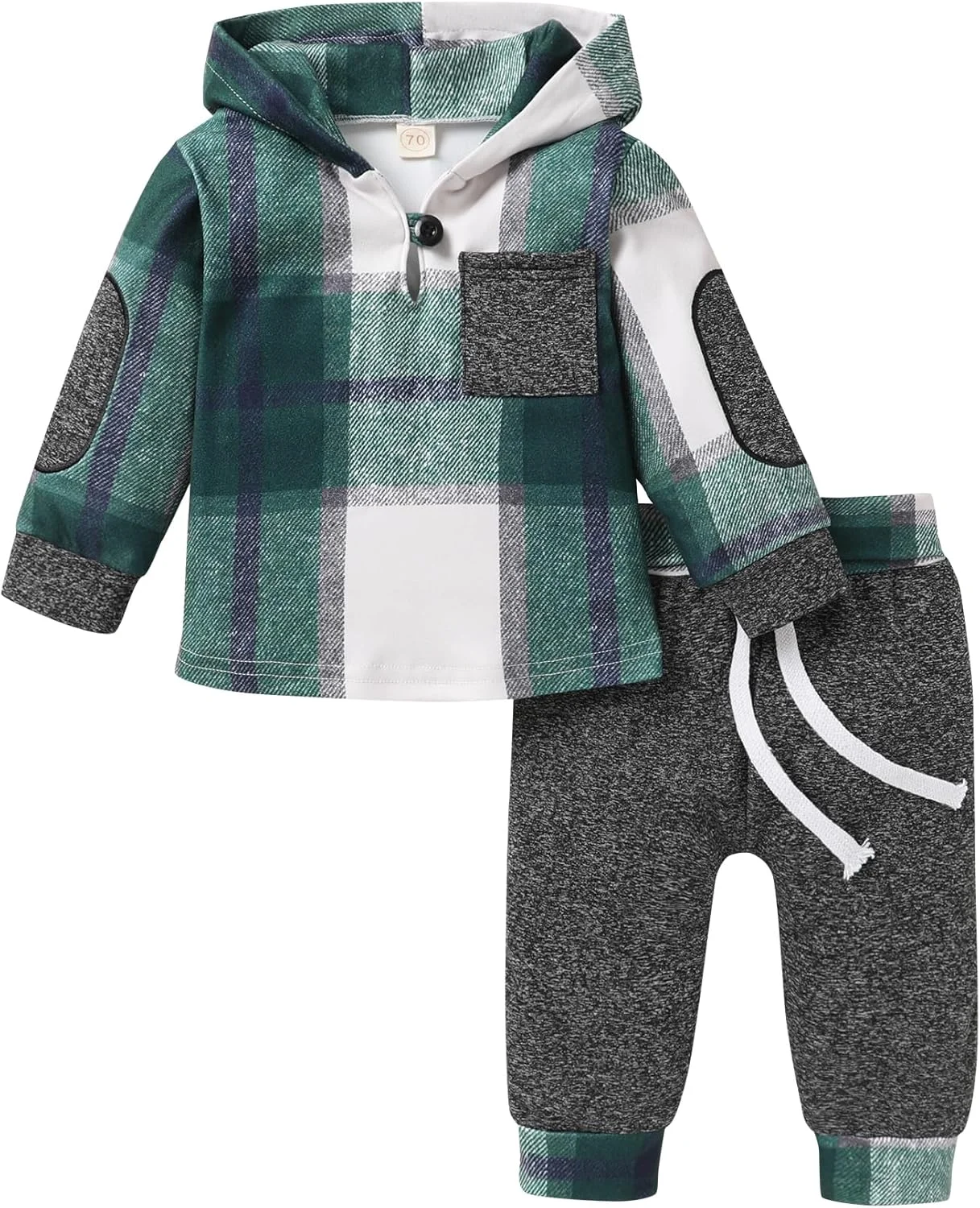 ست لباس زمستانی بچه گانه پسرانه دخترانه، هودی چهارخانه کریسمس، ژاکت، پیراهن + شلوار