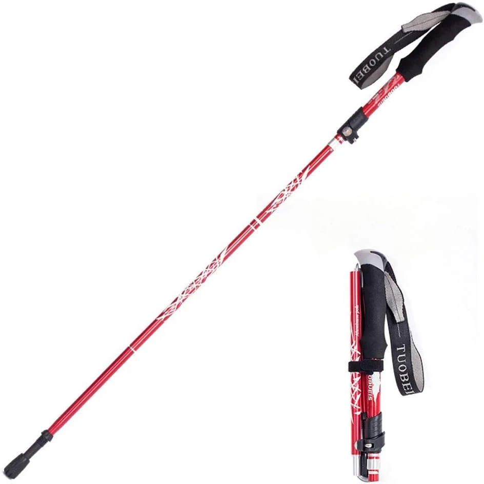 باتوم کوهنوردی، باتوم تاشو پیاده روی برای مردان و زنان، عصای پیاده روی قابل تنظیم سبک وزن و قابل حمل برای پیاده روی در کوه