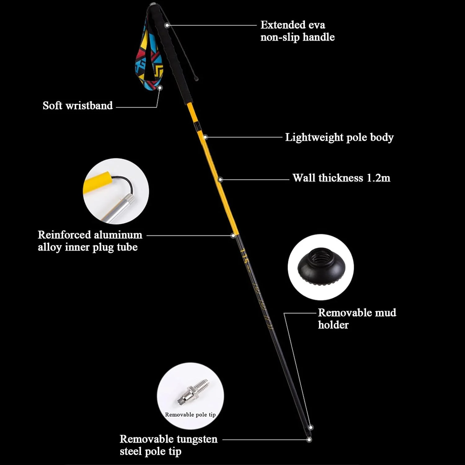 عصا کوهنوردی - عصا کوله پشتی، میله سبک وزن قابل حمل و جمع شونده برای مردان، مناسب دویدن، کوله گردی در فضای باز، صخره نوردی، کوهنوردی، کمپینگ و پیاده روی