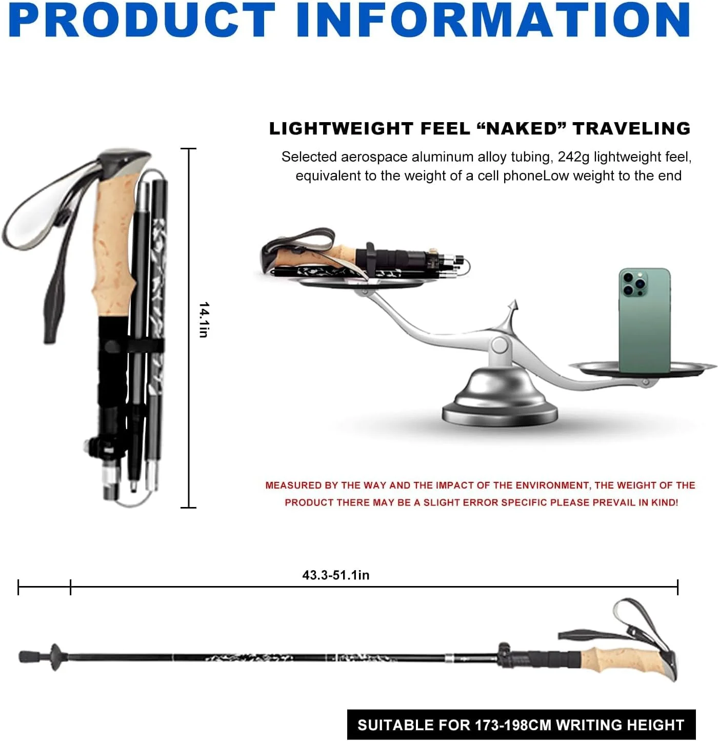 باتوم کوهنوردی برای پیاده روی و عصای کوهنوردی، تاشو و سبک وزن، دسته های چوب پنبه ای واقعی و فوم EVA راحت، لوازم ضروری کوهنوردی برای مردان، زنان و سالمندان، ست 2 عددی، مشکی باتوم کوهنوردی برای پیاده روی و عصای کوهنوردی، تاشو و سبک وزن، دسته های چوب پنبه ای واقعی و فوم EVA راحت، لوازم ضروری کوهنوردی برای مردان، زنان و سالمندان، ست 2 عددی، مشکی