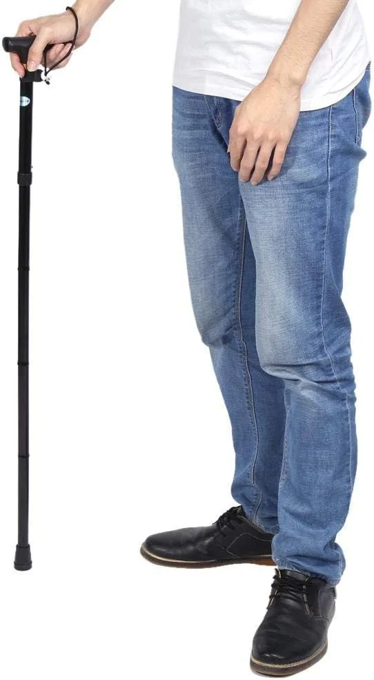 عصای پیاده روی BULSM، عصای دستی سبک وزن، قابل تنظیم، ضد لغزش و با ارتفاع قابل تغییر، عصای پیاده روی و کوهنوردی با چراغ LED عصای پیاده روی BULSM، عصای دستی سبک وزن، قابل تنظیم، ضد لغزش و با ارتفاع قابل تغییر، عصای پیاده روی و کوهنوردی با چراغ LED
