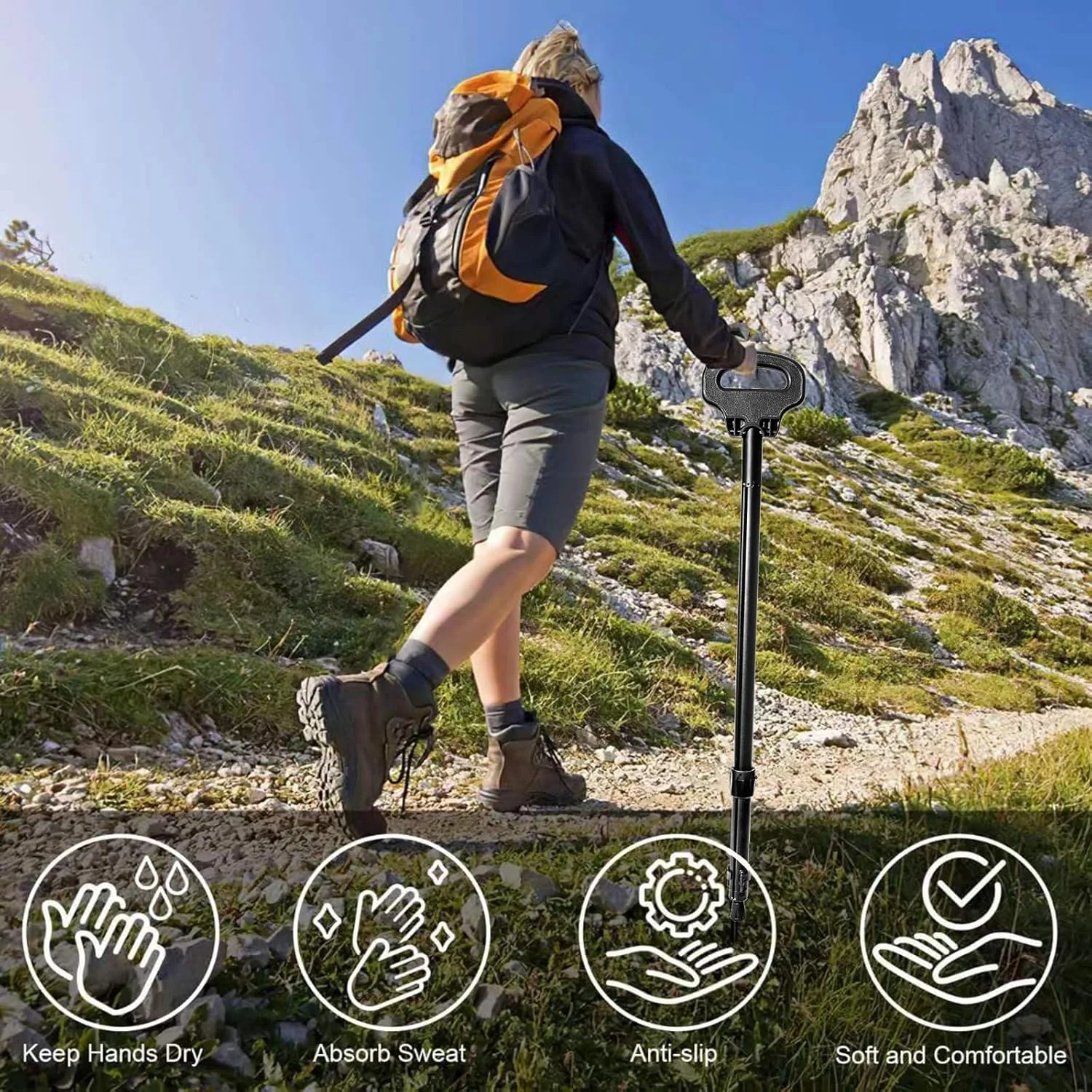 عصای کوهنوردی MJVV مدل Trekking، صندلی تاشو، آلومینیومی سبک وزن، مناسب برای سالمندان، آقایان و بانوان عصای کوهنوردی MJVV مدل Trekking، صندلی تاشو، آلومینیومی سبک وزن، مناسب برای سالمندان، آقایان و بانوان