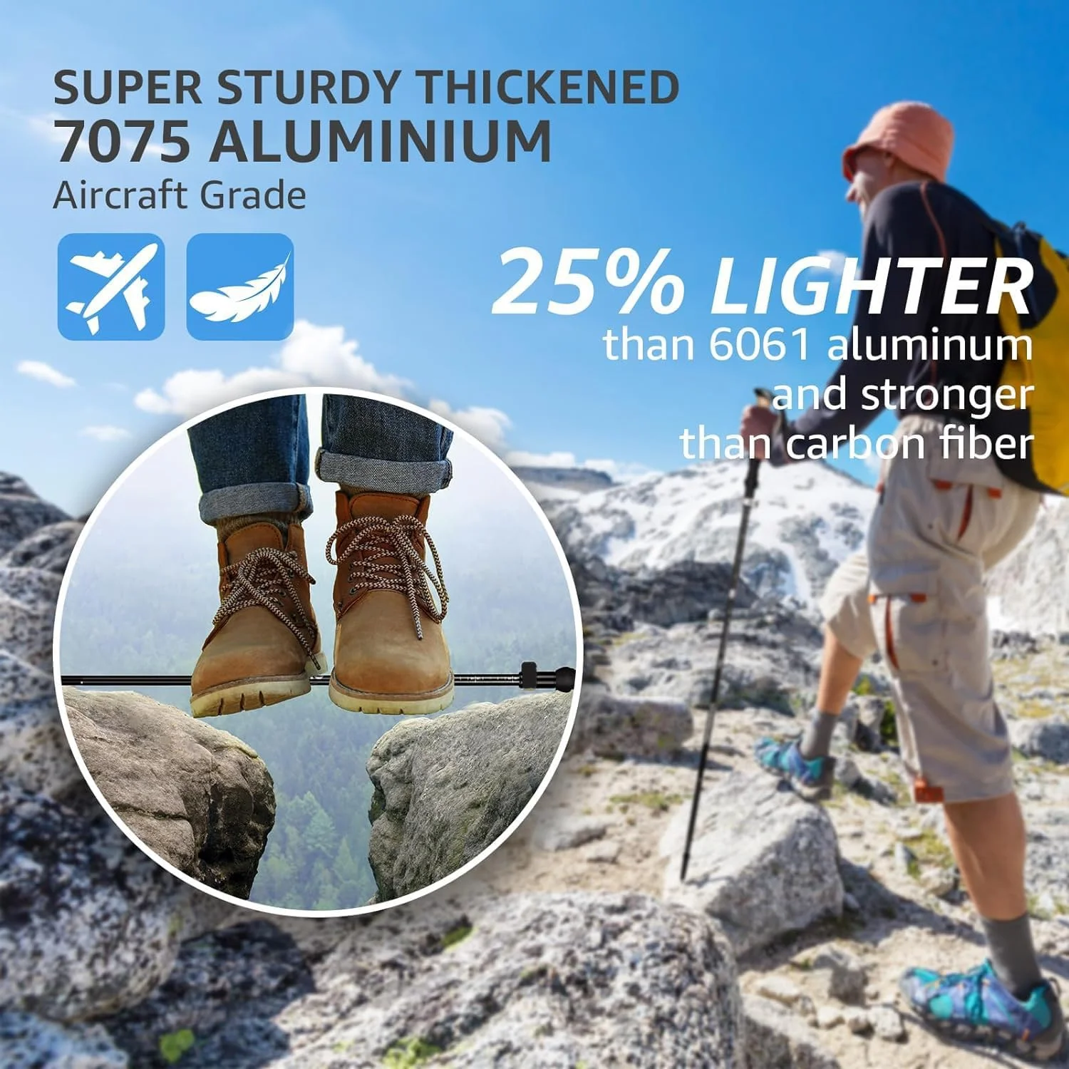 باتوم کوهنوردی تاشو Dsocoool - باتوم های پیاده روی تاشو سبک وزن برای زنان و مردان - عصا برای پیاده روی - عصاهای پیاده روی قابل تنظیم با قفل سریع و لوازم جانبی مناسب برای تمام سطوح - مجموعه 2 عددی