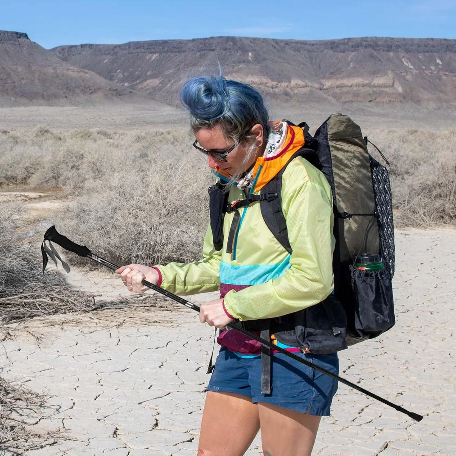 باتوم کوهنوردی - عصای پیاده روی برای سالمندان - باتوم تاشو برای فضای باز، کوهنوردی، کوله گردی، کمپینگ، بقا، پیاده روی، زنان، مردان