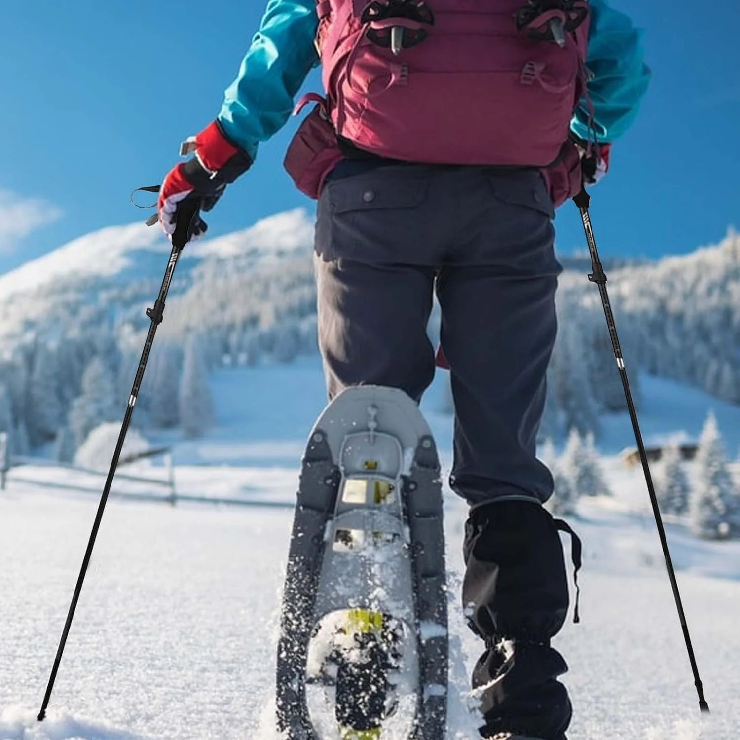 باتوم کوهنوردی - عصای پیاده روی برای سالمندان - باتوم تاشو برای فضای باز، کوهنوردی، کوله گردی، کمپینگ، بقا، پیاده روی، زنان، مردان