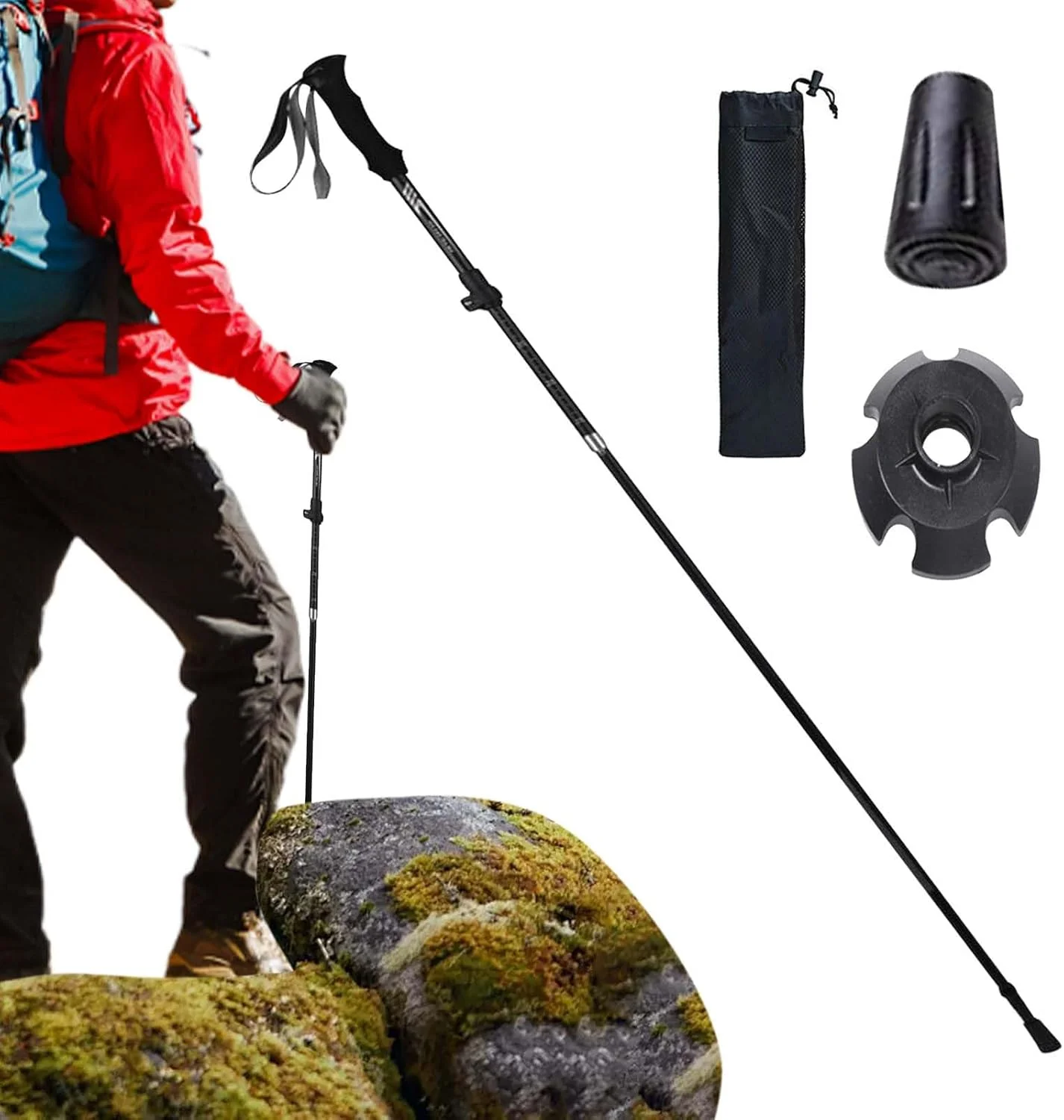 باتوم کوهنوردی تاشو - عصای کوهنوردی، باتوم ترکینگ تاشو برای فضای باز، کوهنوردی، کوله گردی، کمپینگ، بقا، پیاده روی، زنان، مردان