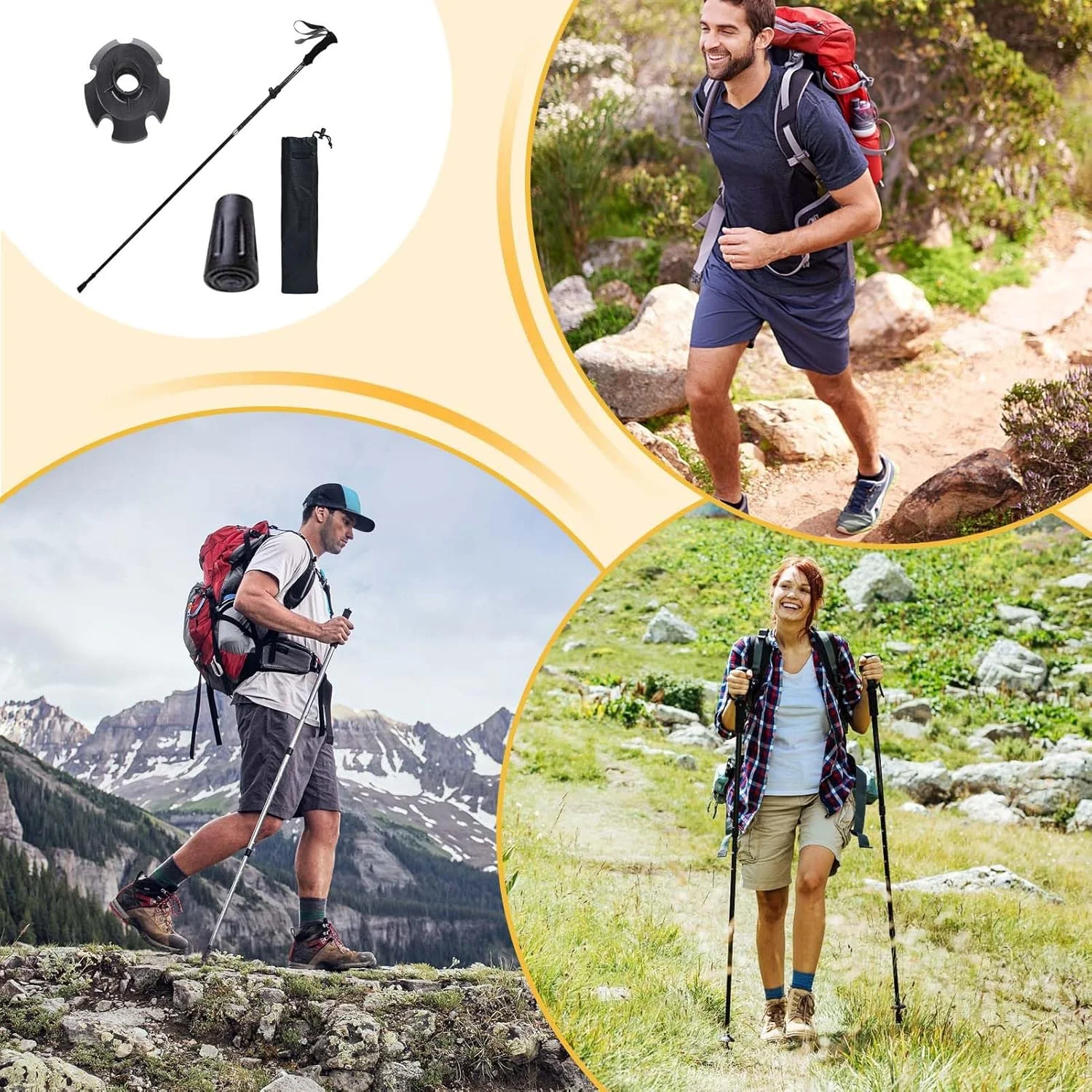 باتوم کوهنوردی | عصای کوهنوردی، باتوم های ضد لغزش برای کوله گردی، پیاده روی، اسکی، کمپینگ، مسافرت، فضای باز، بقا، کوهنوردی، زنان، مردان