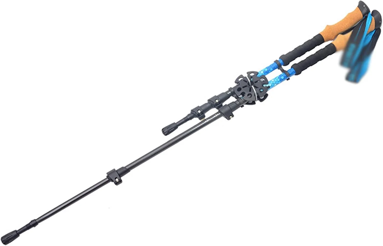 عصای کوهنوردی تاشو DJGvgtf، عصای کوهنوردی و پیاده روی فوق سبک فیبر کربنی ضد ضربه، قفل های تنظیم سریع سبک وزن برای کوهنوردی در فضای باز به همراه کیف حمل، 2 عدد