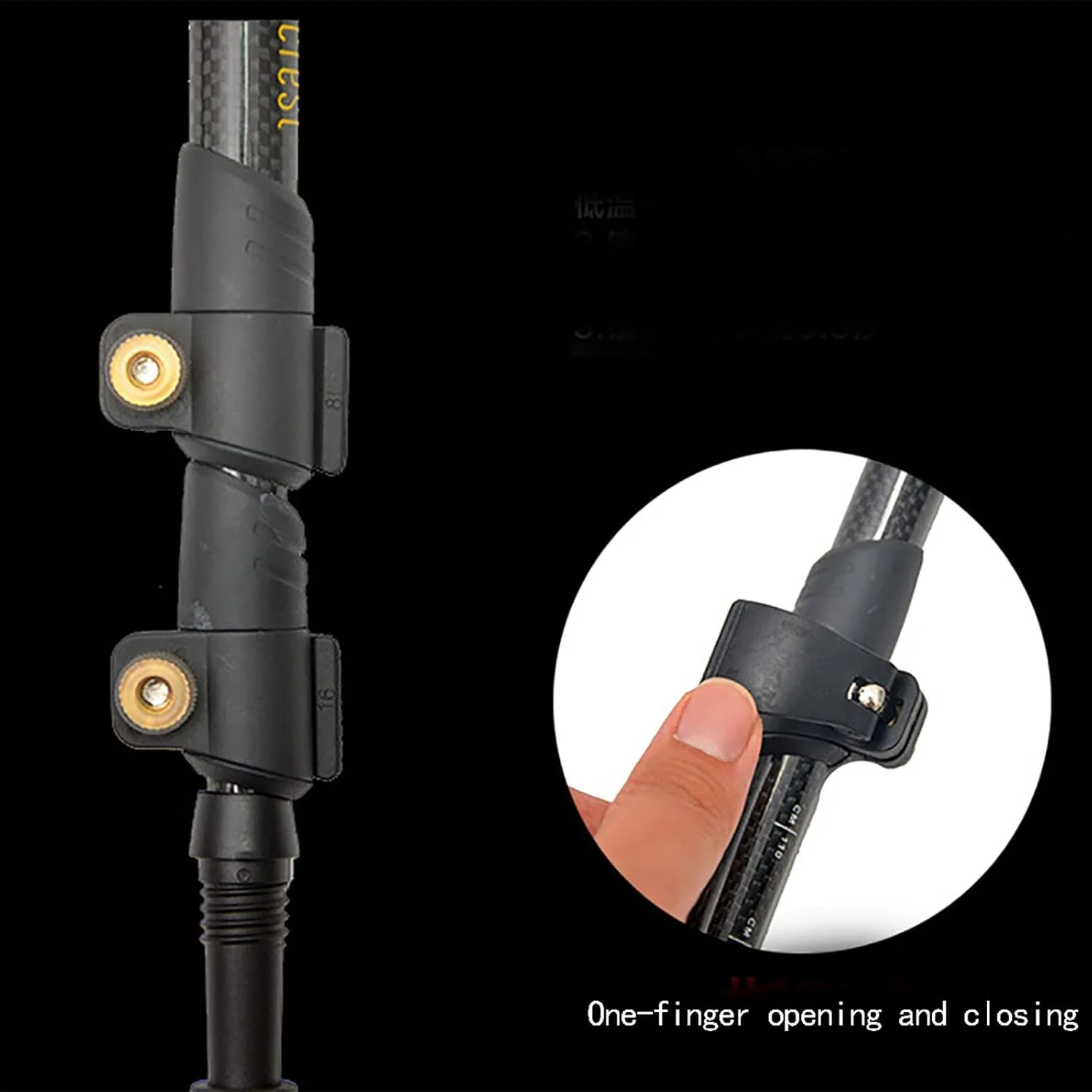 عصای کوهنوردی تاشو DJGvgtf، عصای کوهنوردی و پیاده روی فوق سبک فیبر کربنی ضد ضربه، قفل های تنظیم سریع سبک وزن برای کوهنوردی در فضای باز به همراه کیف حمل، 2 عدد