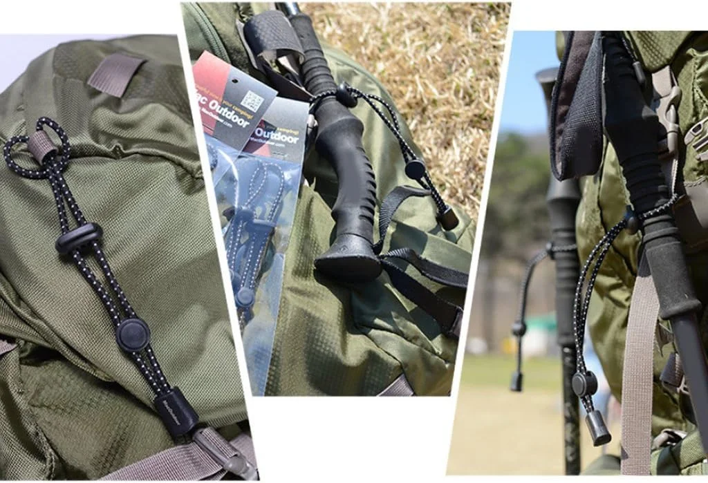 4 عدد نگهدارنده باتوم کوهنوردی کوله پشتی، سگک تثبیت کننده باتوم پیاده روی، طناب الاستیک، سگک طناب کوله پشتی برای کوهنوردی، ترکینگ و فعالیت های فضای باز.