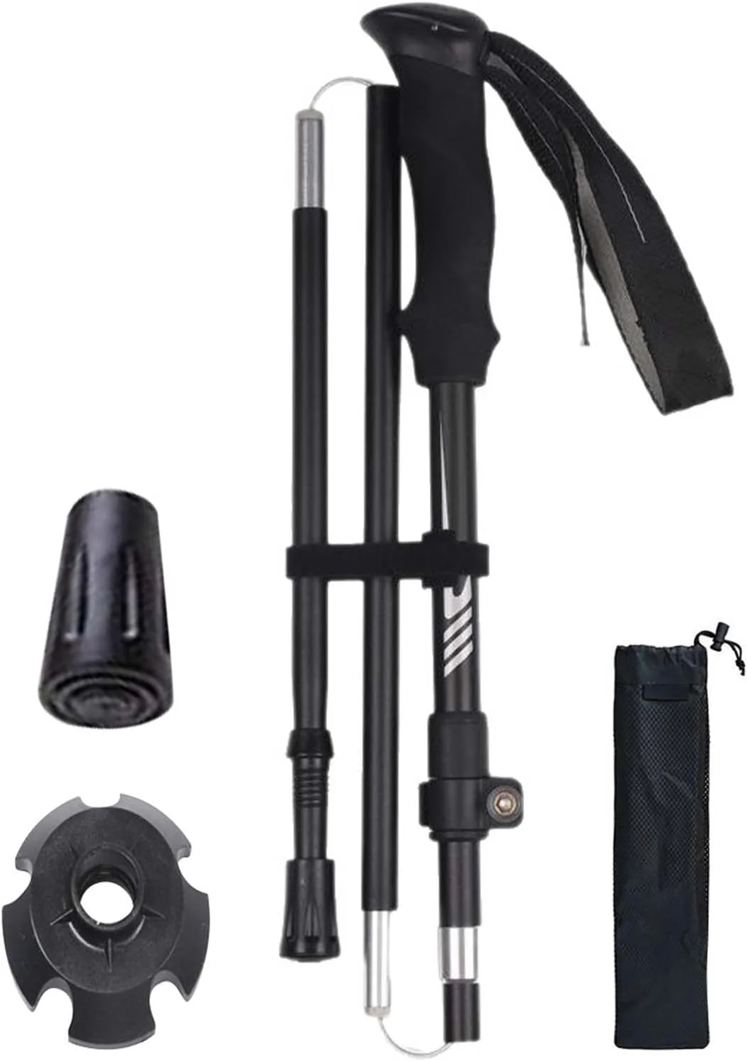 عصاهای کوهنوردی تاشو | چوب های کوهنوردی - عصاهای تلسکوپی برای زنان، مردان، فضای باز، کوهستان، بقا، پیاده روی، مسافرت، کمپینگ، کوله گردی، اسکی