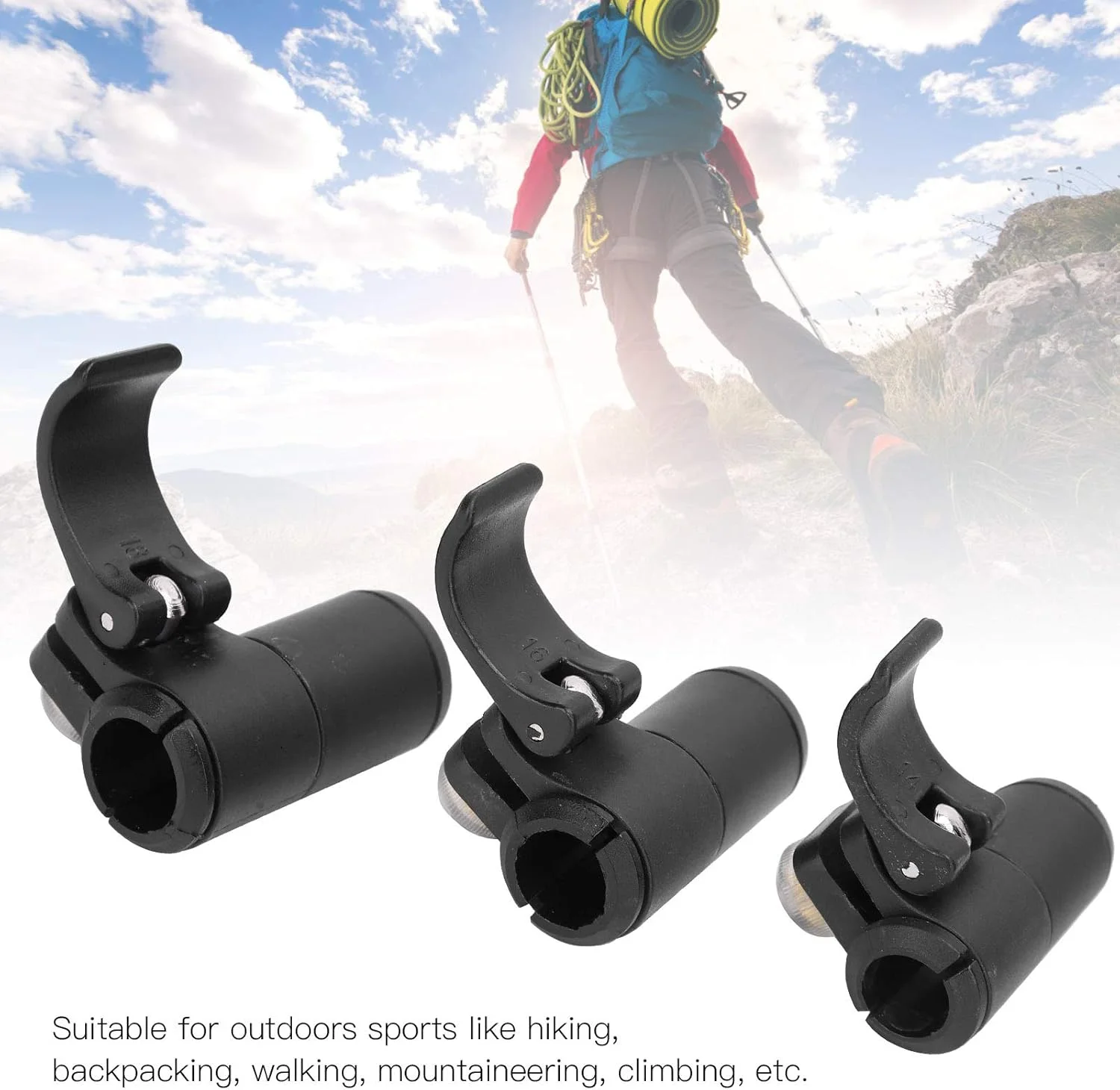 قفل سریع باتوم کوهنوردی، قفل خارجی باتوم عصا، لاستیک مشکی مقاوم در برابر سایش برای کوهنوردی، پیاده‌روی، لوازم جانبی باتوم کوهنوردی و کوله گردی