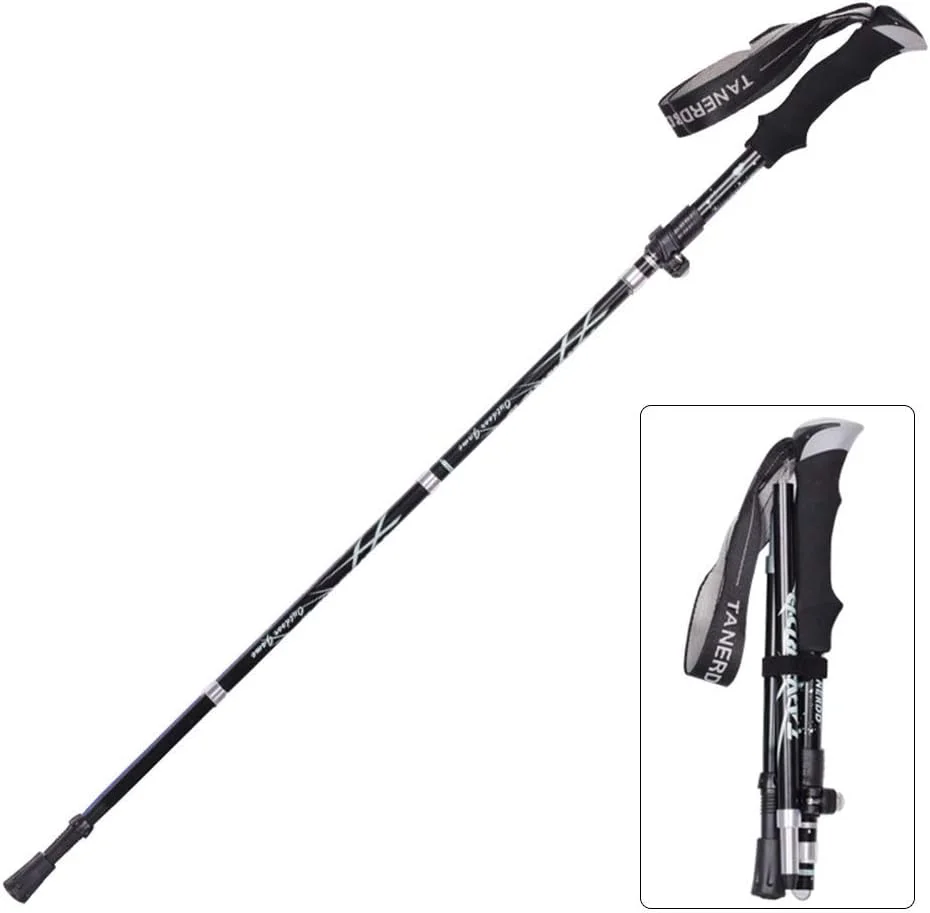 باتوم کوهنوردی تاشو اوکا، عصای کوهنوردی تلسکوپی قابل تنظیم 5 قسمتی، سبک وزن مناسب کمپینگ، کوهنوردی و کوله گردی، مناسب برای آقایان و بانوان