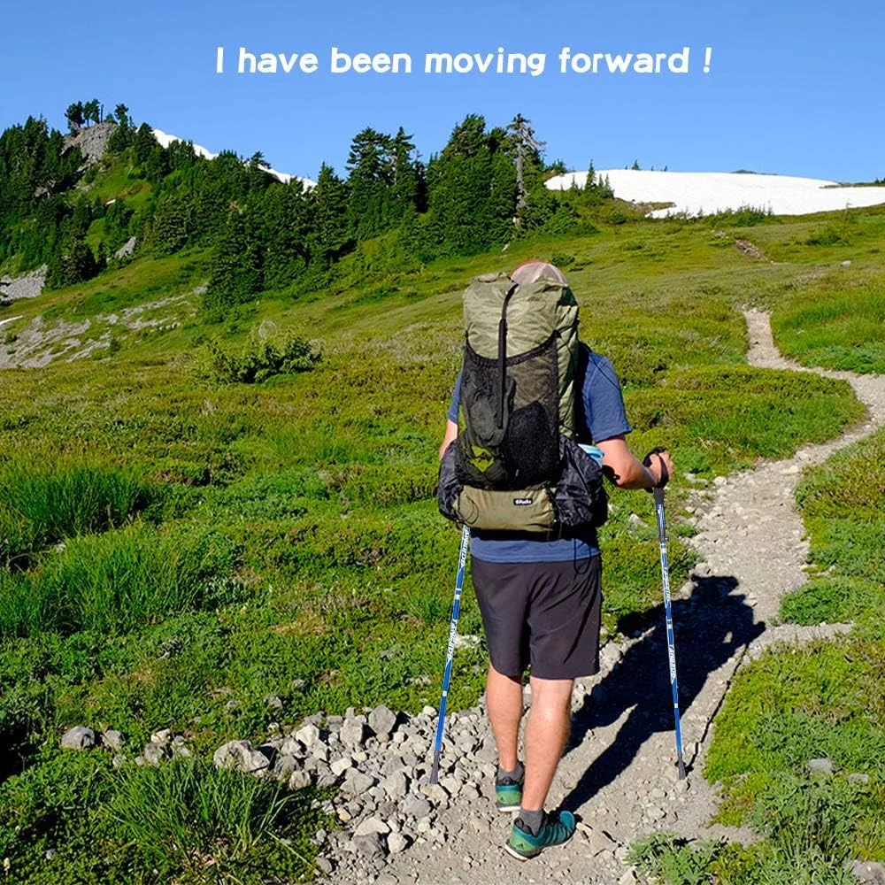 باتوم کوهنوردی تاشو اوکا، عصای کوهنوردی تلسکوپی قابل تنظیم 5 قسمتی، سبک وزن مناسب کمپینگ، کوهنوردی و کوله گردی، مناسب برای آقایان و بانوان