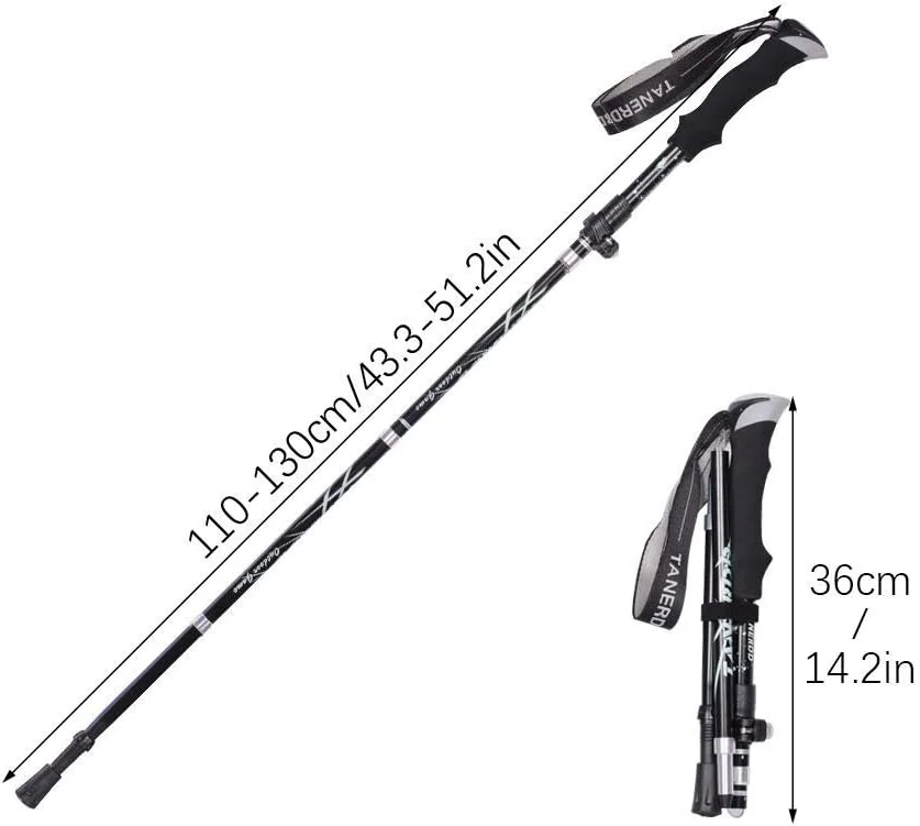 باتوم کوهنوردی تاشو اوکا، عصای کوهنوردی تلسکوپی قابل تنظیم 5 قسمتی، سبک وزن مناسب کمپینگ، کوهنوردی و کوله گردی، مناسب برای آقایان و بانوان