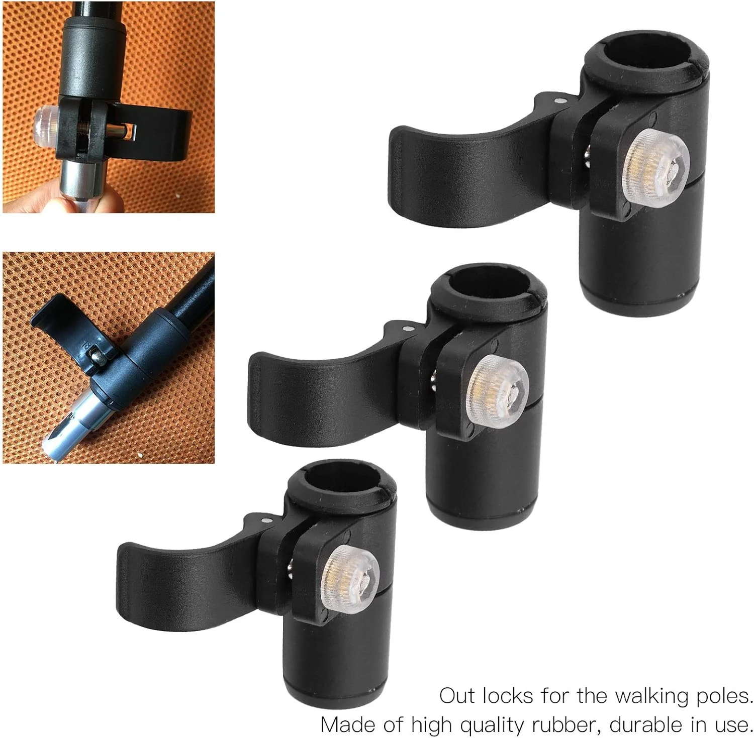 قفل سریع باتوم کوهنوردی، قفل خارجی باتوم عصا، لاستیک مشکی مقاوم در برابر سایش برای لوازم جانبی باتوم کوهنوردی، پیاده روی، کوهنوردی و کوله گردی