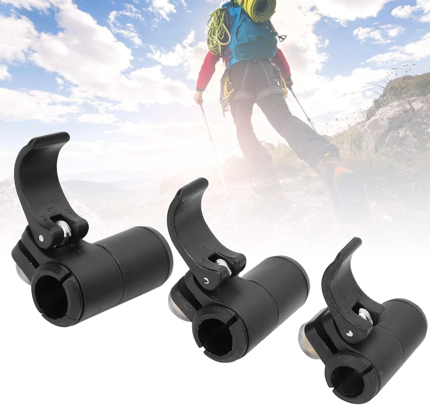 قفل سریع باتوم کوهنوردی، قفل خارجی باتوم عصا، لاستیک مشکی مقاوم در برابر سایش برای لوازم جانبی باتوم کوهنوردی، پیاده روی، کوهنوردی و کوله گردی