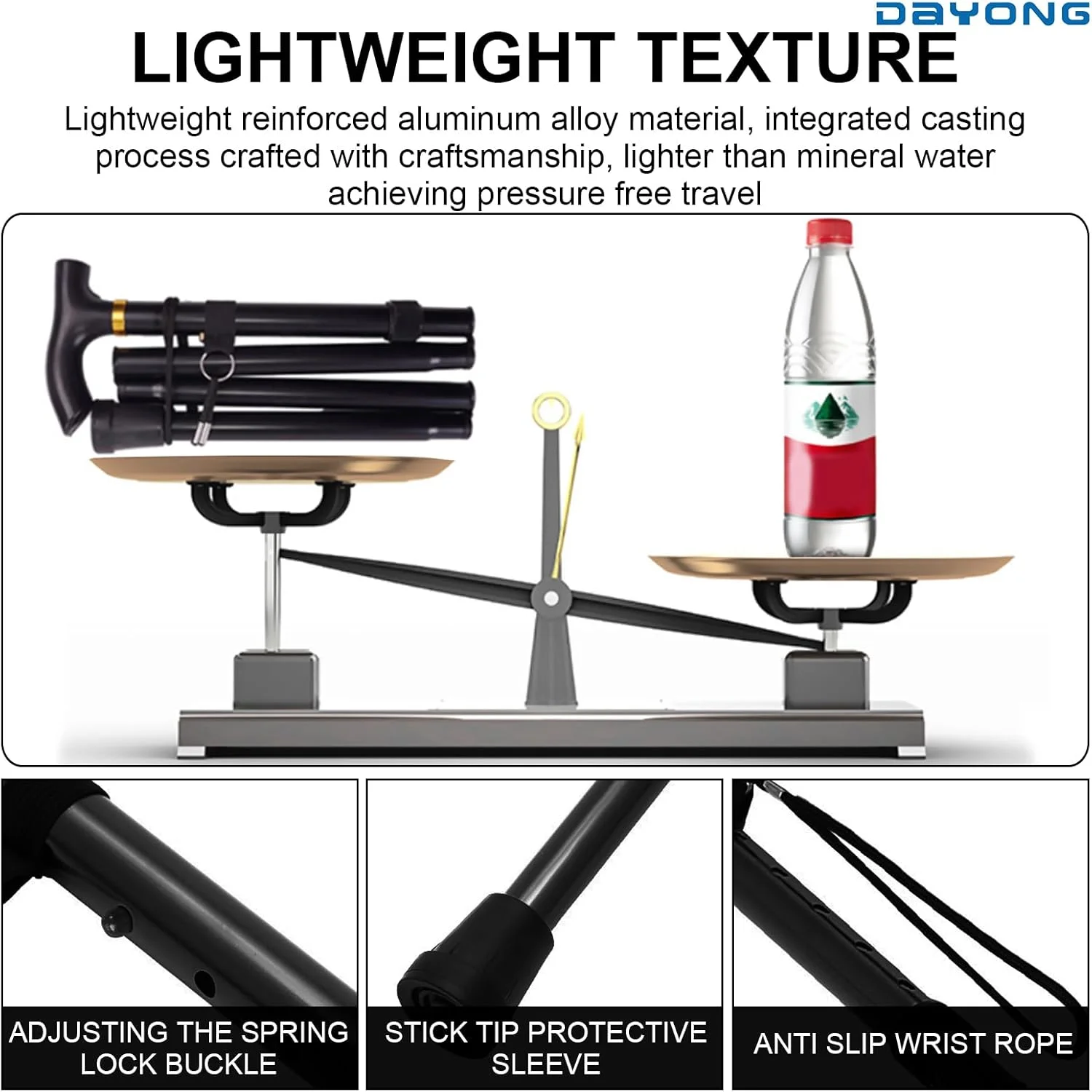 عصای کوهنوردی تاشو DAYONG، عصای پیاده روی آلیاژ آلومینیوم قابل تنظیم، چوب پیاده روی سبک وزن برای کمپینگ، پیاده روی و کوهنوردی. عصای کوهنوردی تاشو DAYONG، عصای پیاده روی آلیاژ آلومینیوم قابل تنظیم، چوب پیاده روی سبک وزن برای کمپینگ، پیاده روی و کوهنوردی.