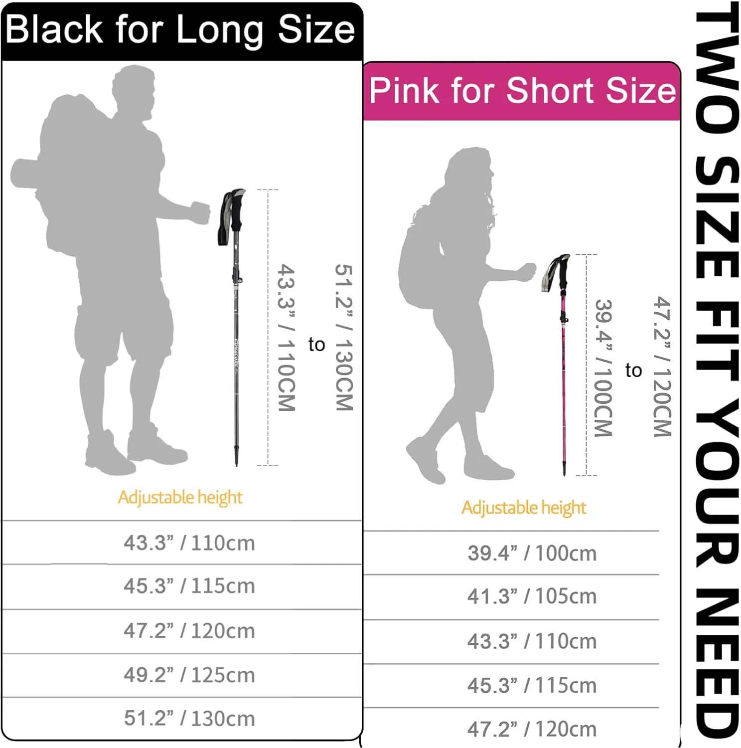 باتوم کوهنوردی کوواکیور تاشو - عصای پیاده روی آلیاژ آلومینیوم 7075 برای کوهنوردی با طراحی تلسکوپی و تاشو سه تایی، تجهیزات کوهنوردی برای زنان و مردان، پیاده روی، کمپینگ، صخره نوردی