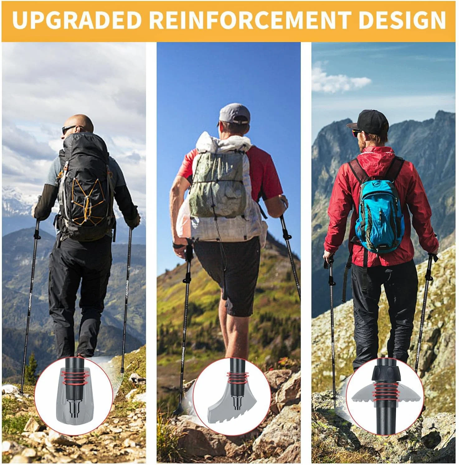 باتوم کوهنوردی کوواکیور تاشو - عصای پیاده روی آلیاژ آلومینیوم 7075 برای کوهنوردی با طراحی تلسکوپی و تاشو سه تایی، تجهیزات کوهنوردی برای زنان و مردان، پیاده روی، کمپینگ، صخره نوردی