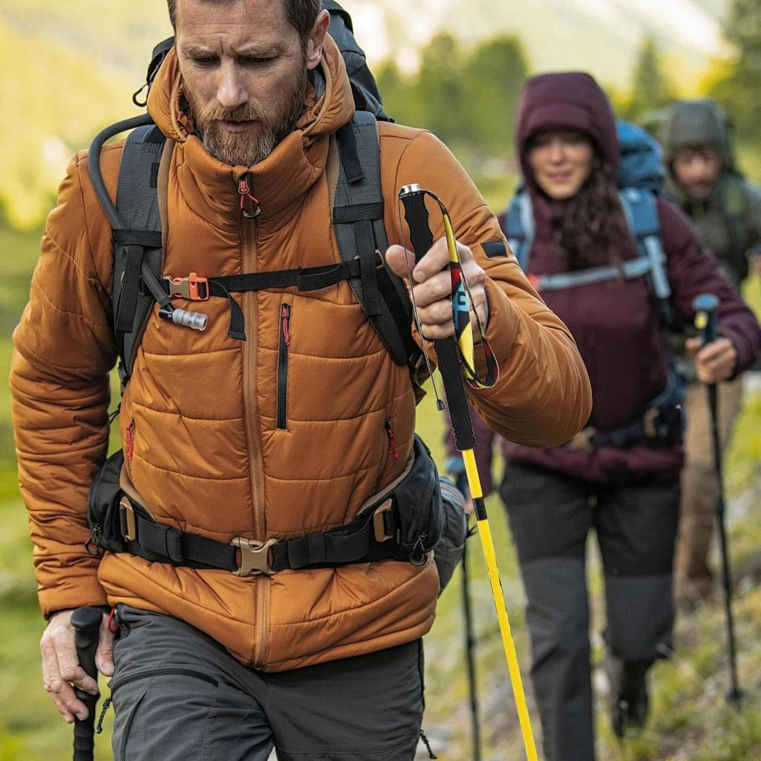 باتوم کوهنوردی - عصای کوله پشتی - عصای سبک وزن قابل حمل و جمع شونده برای مردان، مناسب دویدن، کوله گردی در فضای باز، صخره نوردی، کوهنوردی، کمپینگ و پیاده روی