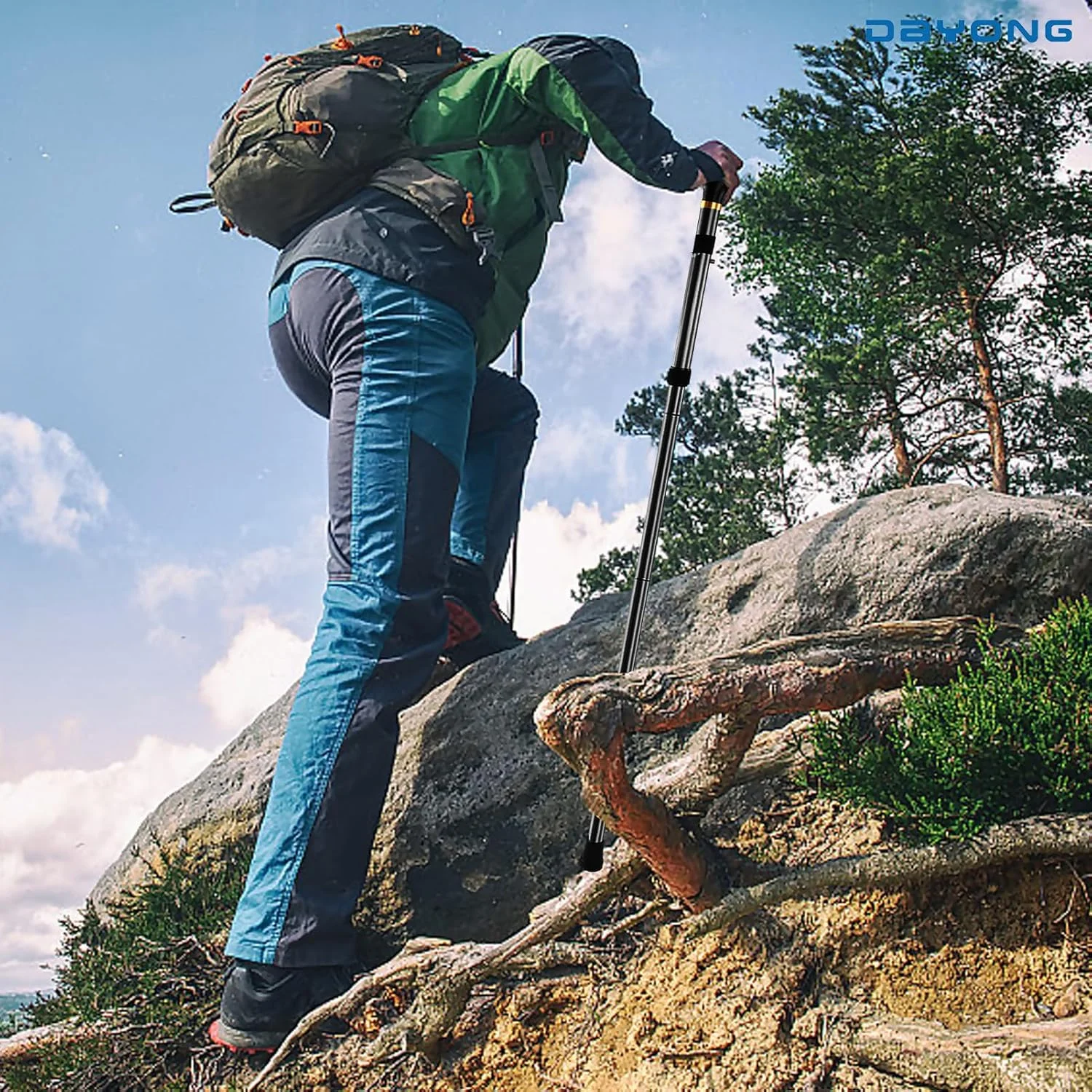 عصای کوهنوردی تاشو DAYONG، عصای پیاده روی آلیاژ آلومینیوم قابل تنظیم، چوب پیاده روی سبک وزن برای کمپینگ، پیاده روی و کوهنوردی. عصای کوهنوردی تاشو DAYONG، عصای پیاده روی آلیاژ آلومینیوم قابل تنظیم، چوب پیاده روی سبک وزن برای کمپینگ، پیاده روی و کوهنوردی.