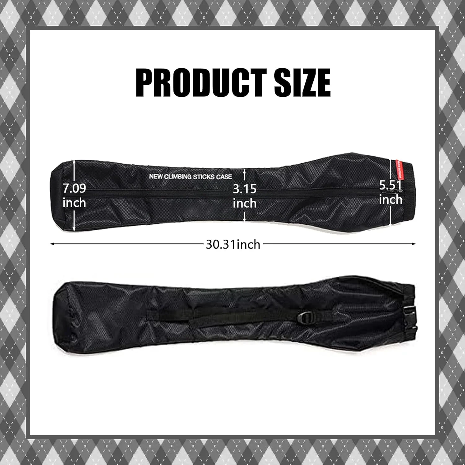 کیف حمل میله کوهنوردی قابل حمل Chris.W با زیپ برای نگهداری عصا و میله های پیاده روی