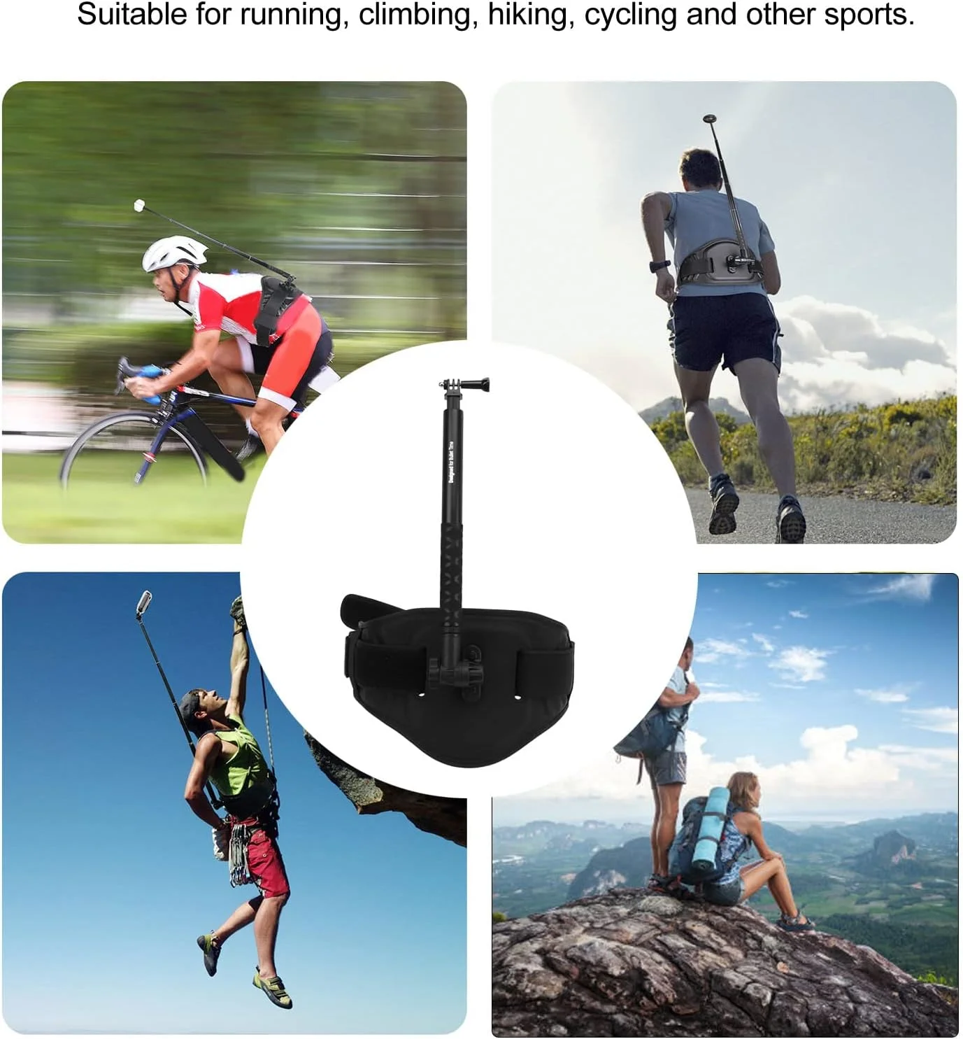 براکت کمربند کمری دوربین برای Hero، نگهدارنده دوربین در فضای باز با میله سلفی، بند کمری پشتی دوربین برای کوهنوردی