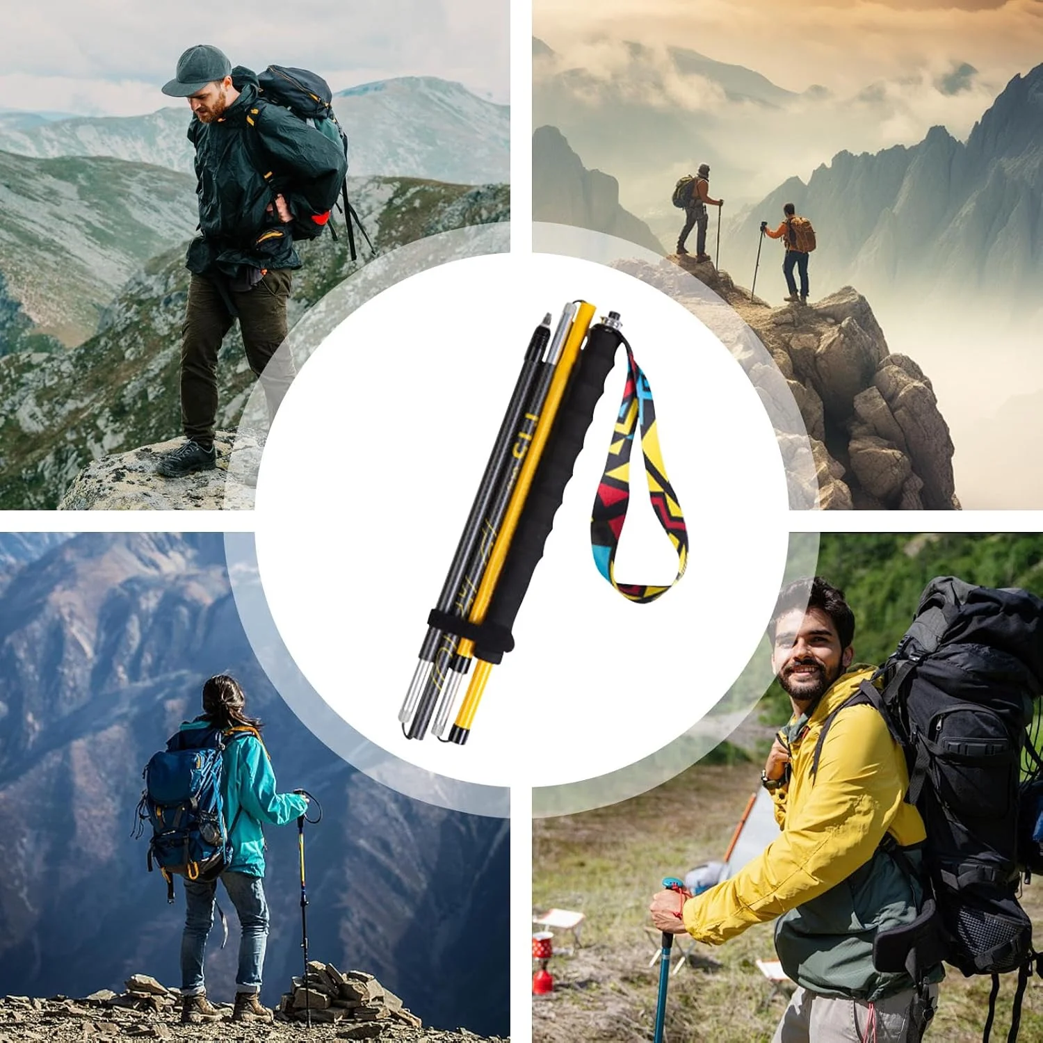 باتوم کوهنوردی - عصای کوله پشتی - عصای سبک وزن قابل حمل و جمع شونده برای مردان، مناسب دویدن، کوله گردی در فضای باز، صخره نوردی، کوهنوردی، کمپینگ و پیاده روی
