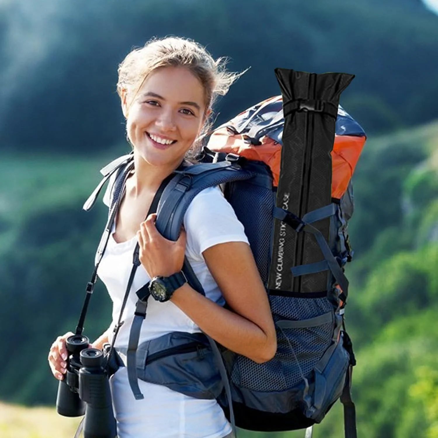 کیف حمل میله کوهنوردی قابل حمل Chris.W با زیپ برای نگهداری عصا و میله های پیاده روی