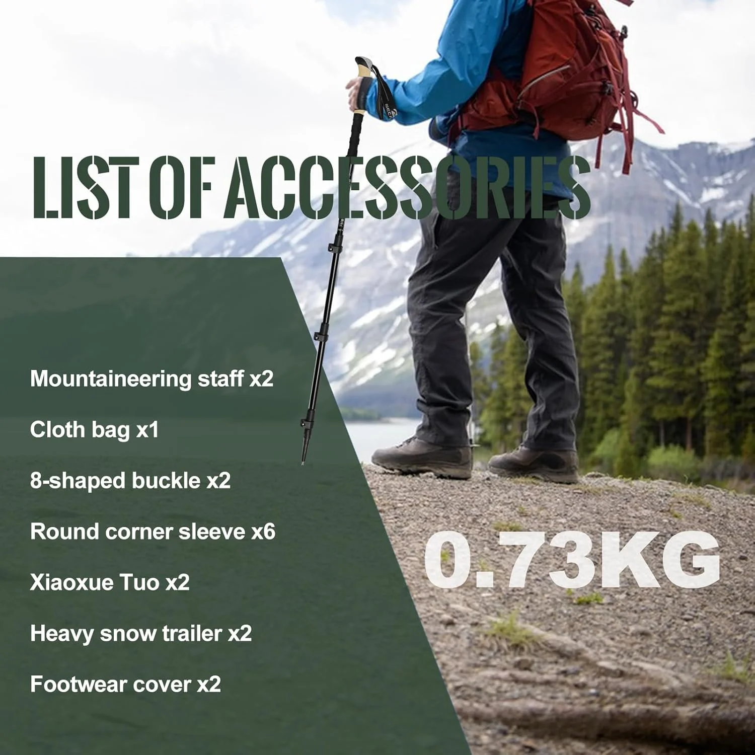 باتوم کوهنوردی Beauenty بسته 2 عددی، باتوم های پیاده روی تاشو سبک وزن، چوب های پیاده روی آلومینیومی با سیستم قفل سریع، چوب های کوهنوردی تلسکوپی قابل تنظیم برای پیاده روی، کمپینگ، صخره نوردی