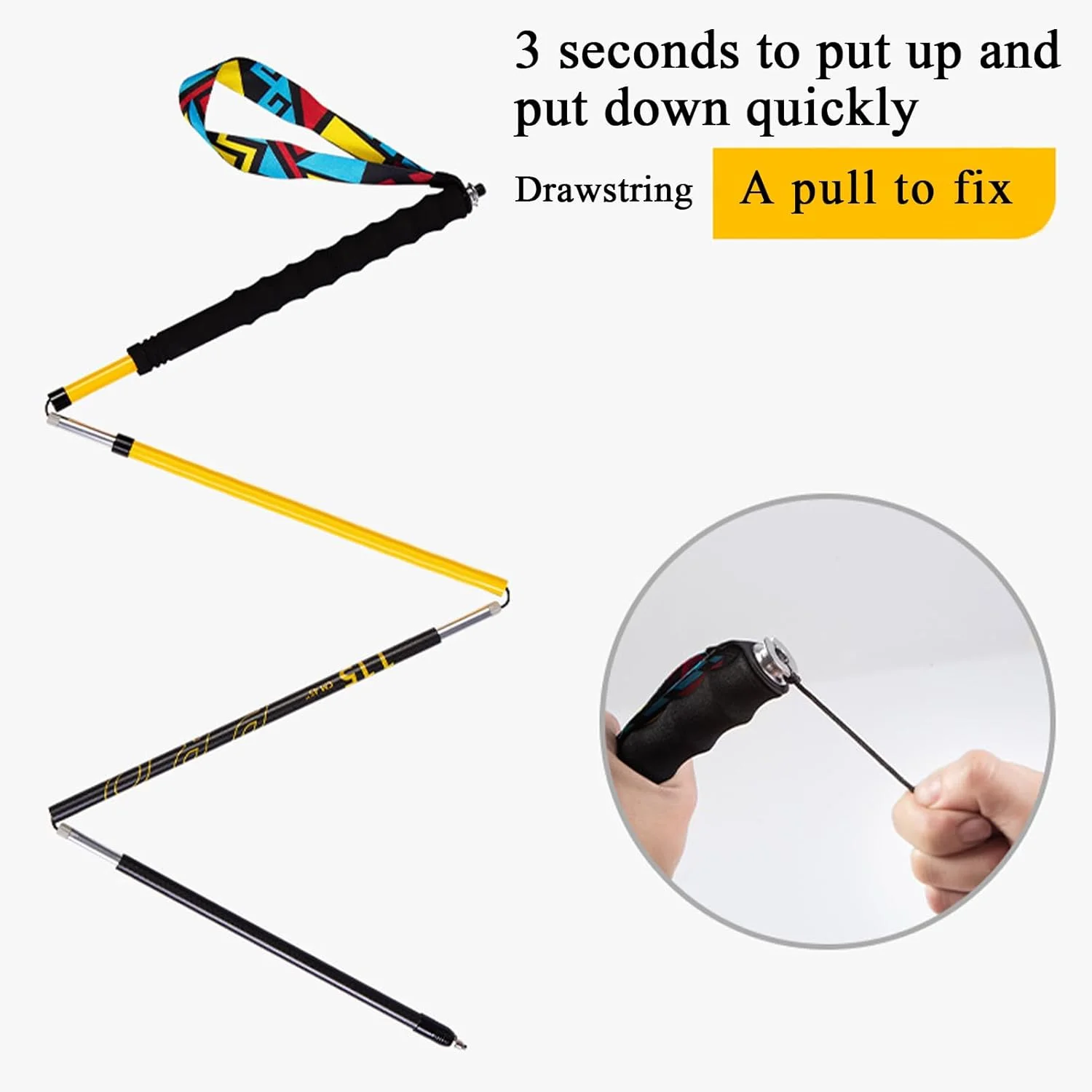 باتوم کوهنوردی - عصای کوله پشتی - عصای سبک وزن قابل حمل و جمع شونده برای مردان، مناسب دویدن، کوله گردی در فضای باز، صخره نوردی، کوهنوردی، کمپینگ و پیاده روی