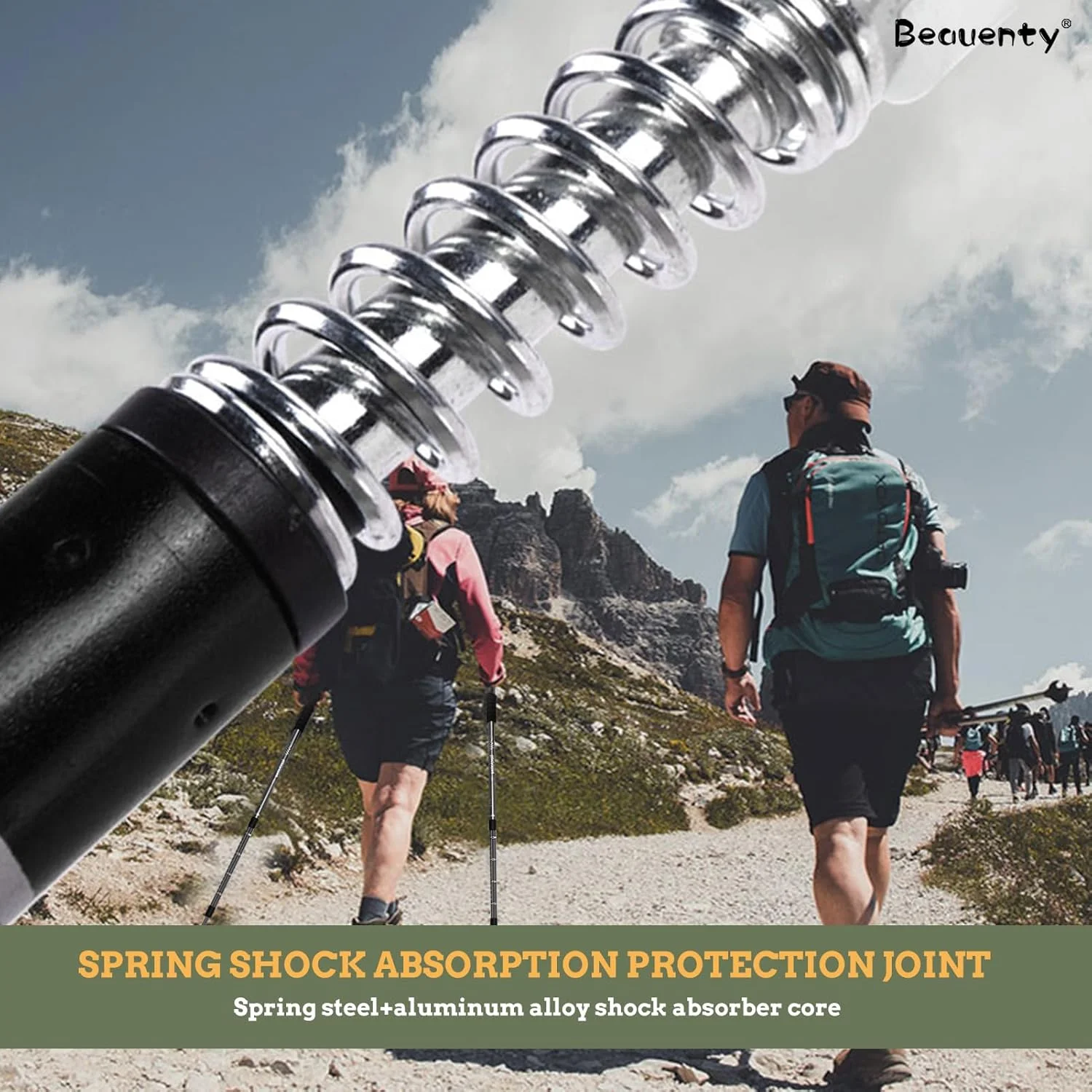 عصای کوهنوردی تاشو Beauenty، عصاهای پیاده روی تلسکوپی، چوب پیاده روی فضای باز با قفل های قابل تنظیم سریع، عصاهای پیاده روی فوق سبک برای مردان و زنان