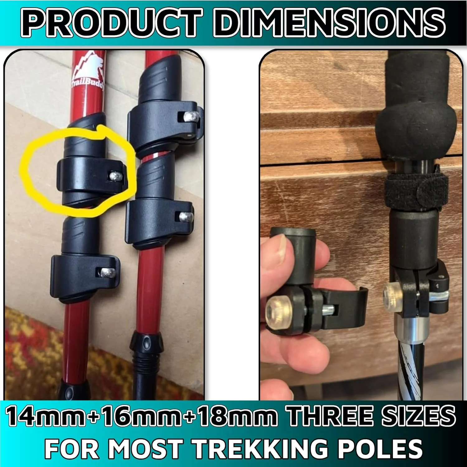 3 عدد قفل عصای کوهنوردی، قفل خارجی عصای کوهنوردی، قطعات عصای کوهنوردی 18mm+16mm+14mm قفل های بیرونی ضامن دار سریع رها شونده برای عصاهای کوهنوردی، عصاهای پیاده روی، چوب کوهنوردی، عصاهای کوهنوردی