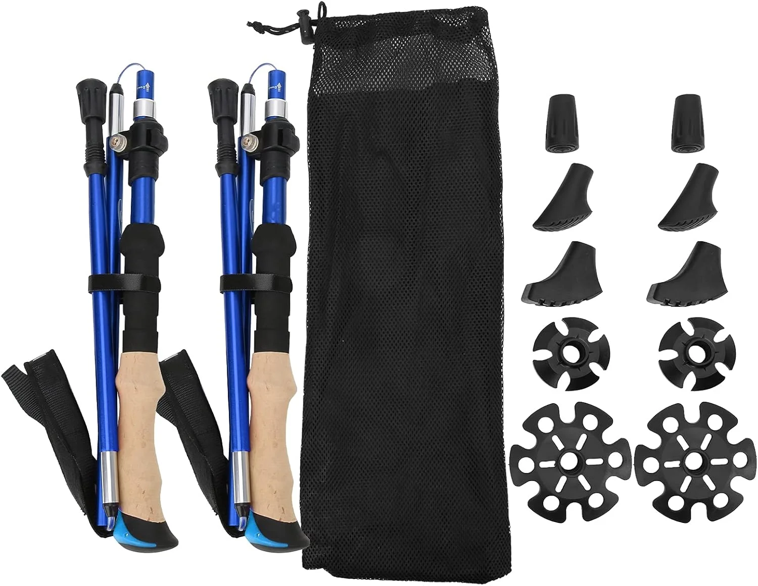 عصای کوهنوردی HEJLZC، آلیاژ آلومینیوم تاشو قابل حمل سبک وزن برای کوهنوردی، پیاده روی و گردش